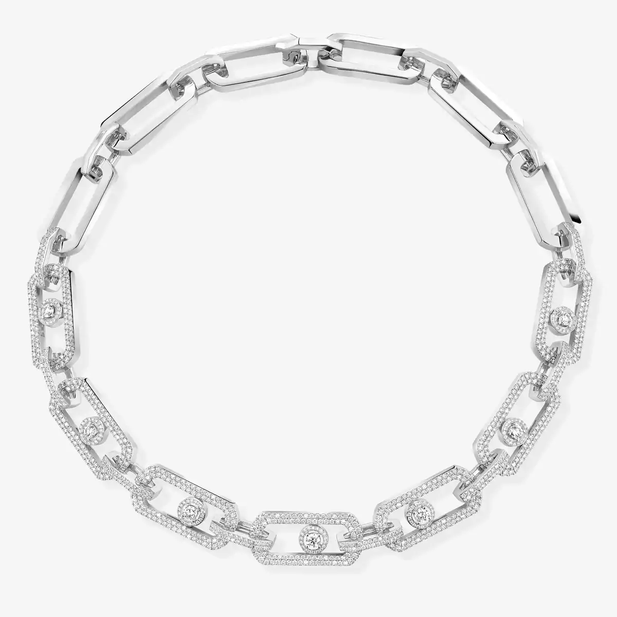 So Move XL PavÃ© -White Gold Diamond Necklace