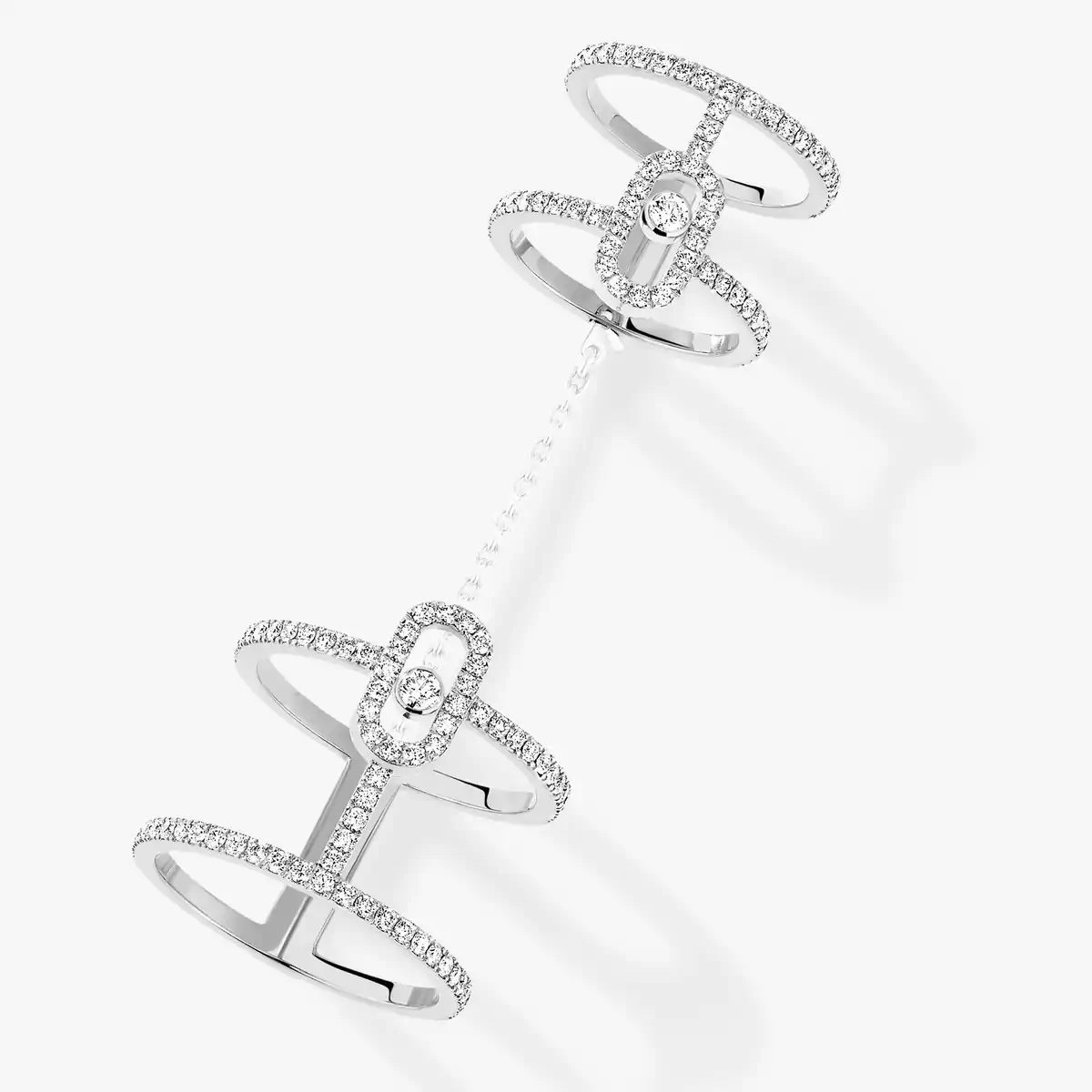 Move Uno Double -White Gold Diamond Ring