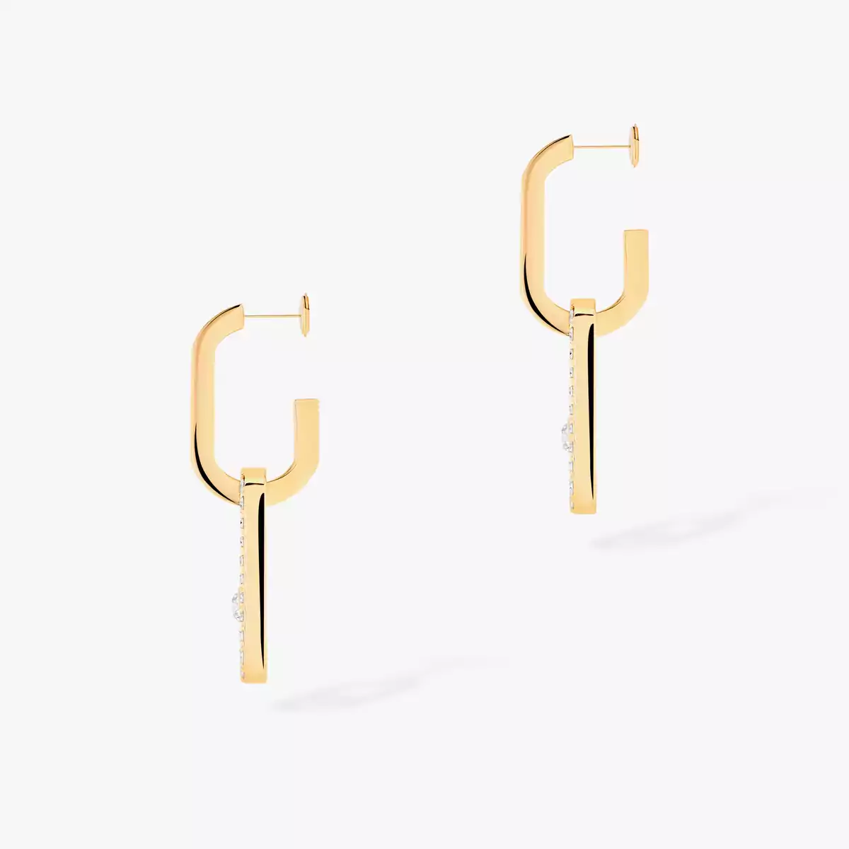 Move Link -Yellow Gold Diamond Earrings