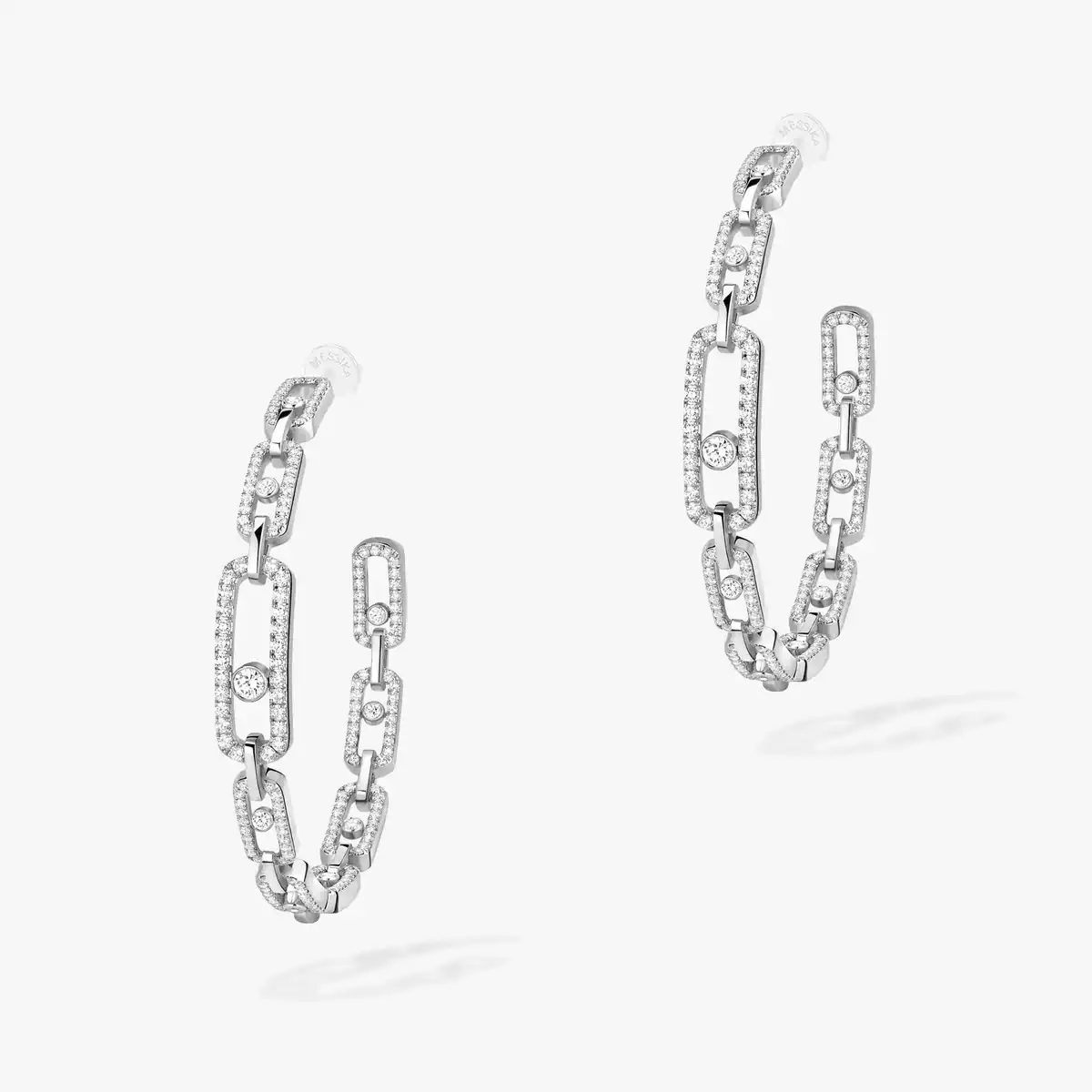 Move Link MM Hoop Earrings -White Gold Diamond Earrings