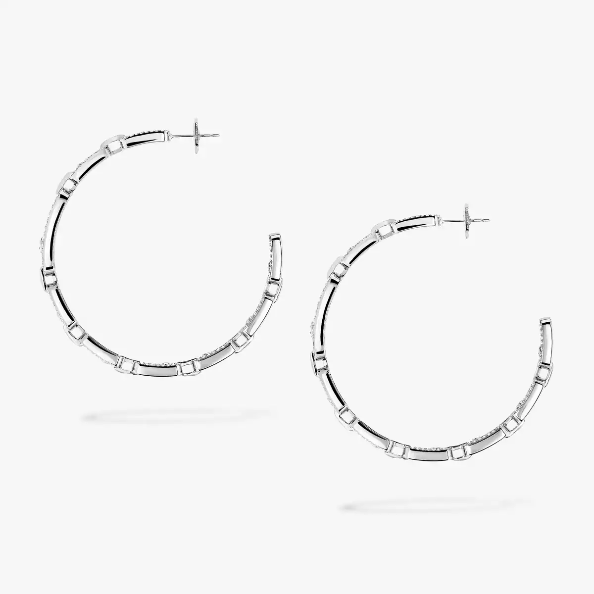 Move Link MM Hoop Earrings -White Gold Diamond Earrings