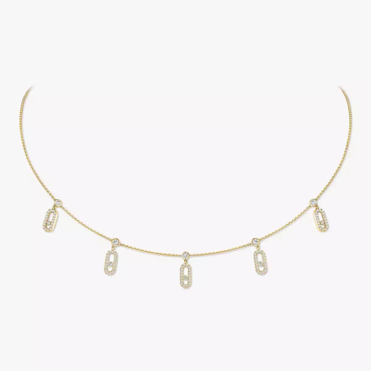 Move Uno PavÃ© Drop Pendant Choker -Yellow Gold Diamond Necklace