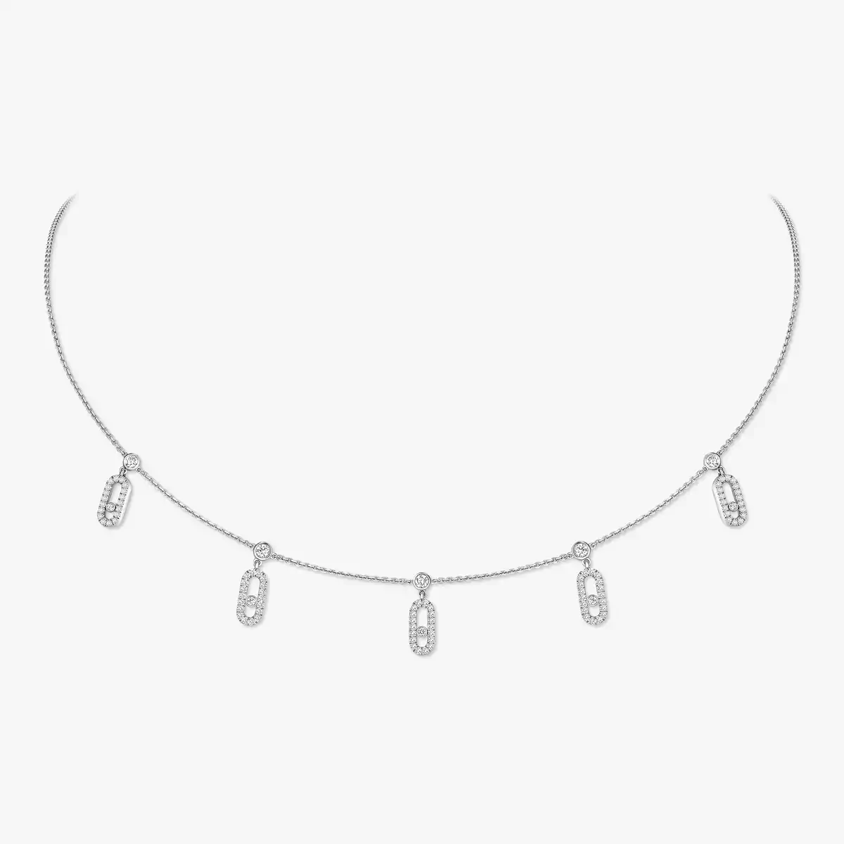 Move Uno PavÃ© Drop Pendant Choker -White Gold Diamond Necklace