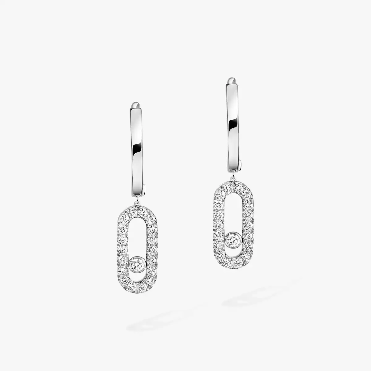 Move Uno Hoop Earrings -White Gold Diamond Earrings