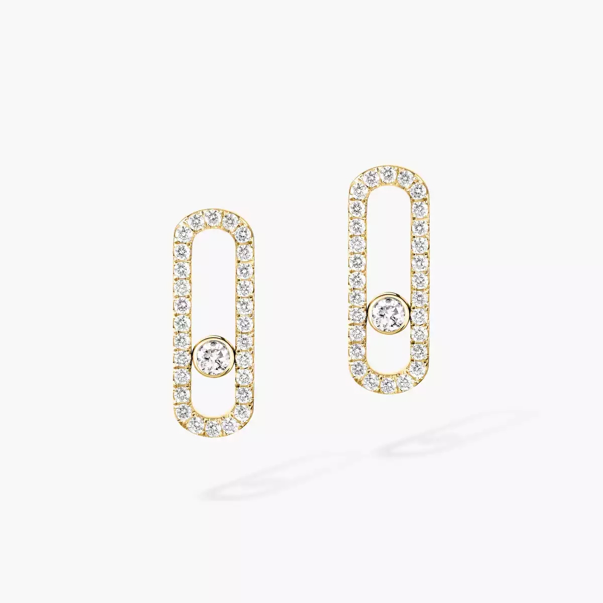 Move Uno Diamond PavÃ© Earrings -Yellow Gold Diamond Earrings
