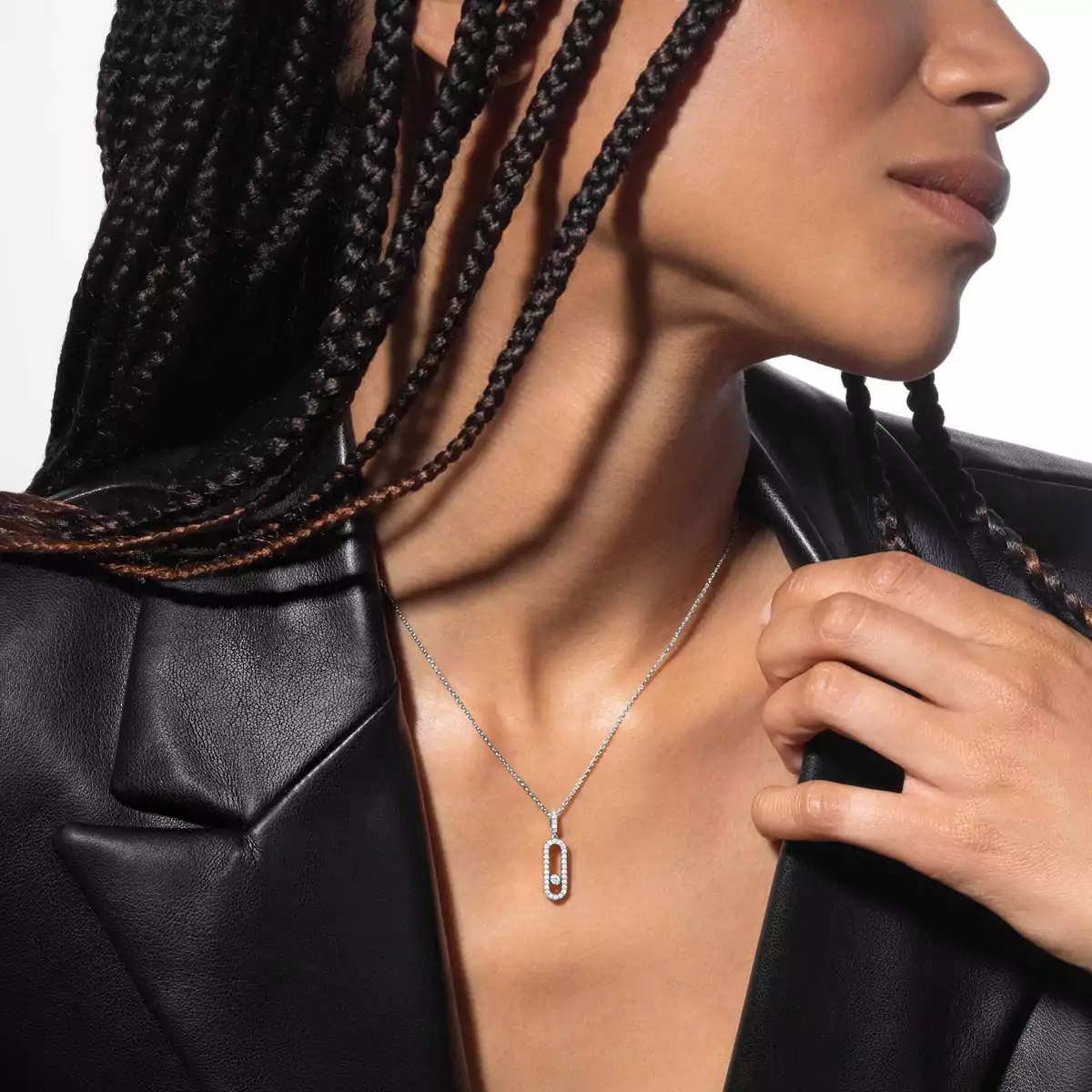 Move Uno PavÃ© LM -White Gold Diamond Necklace