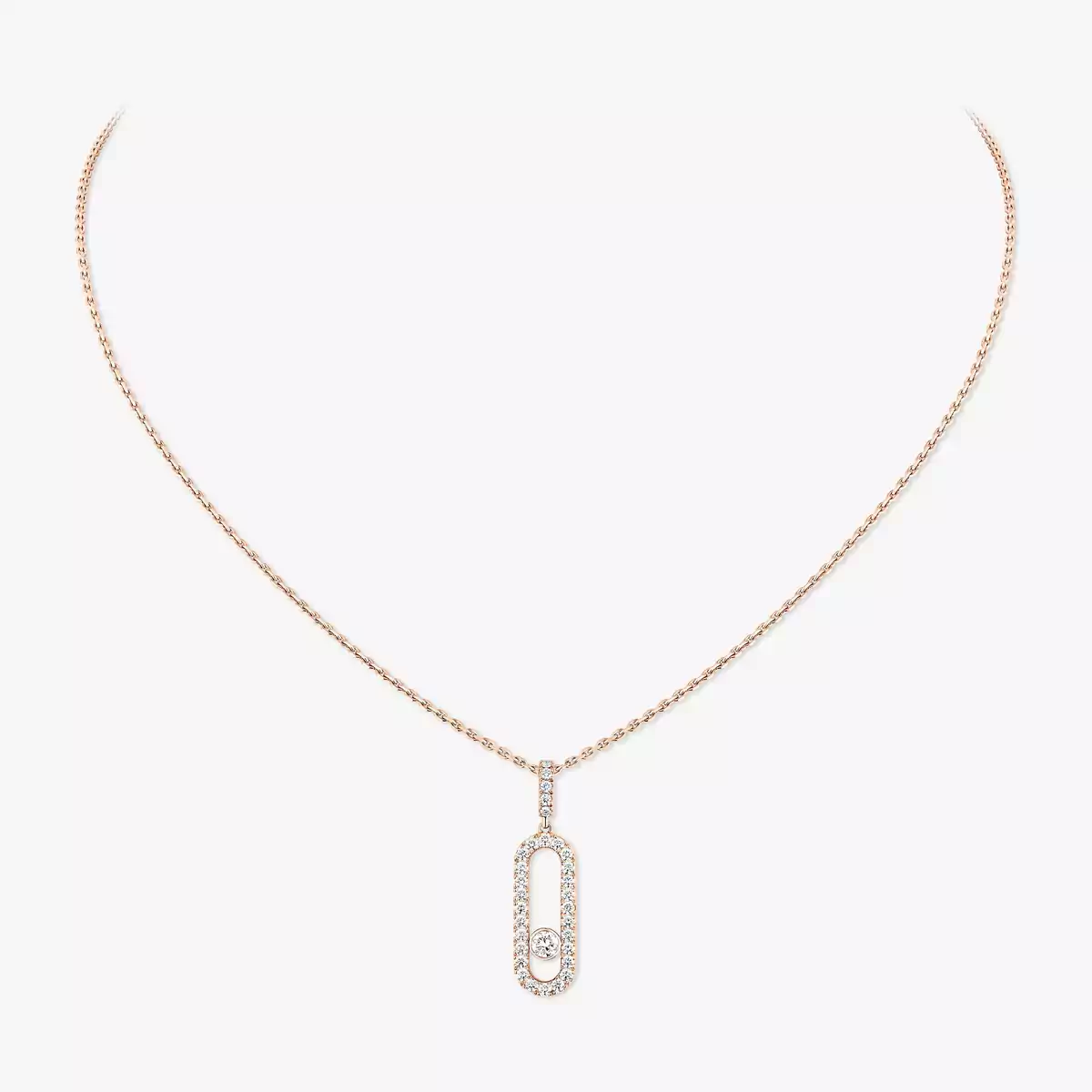 Move Uno PavÃ© LM -Pink Gold Diamond Necklace