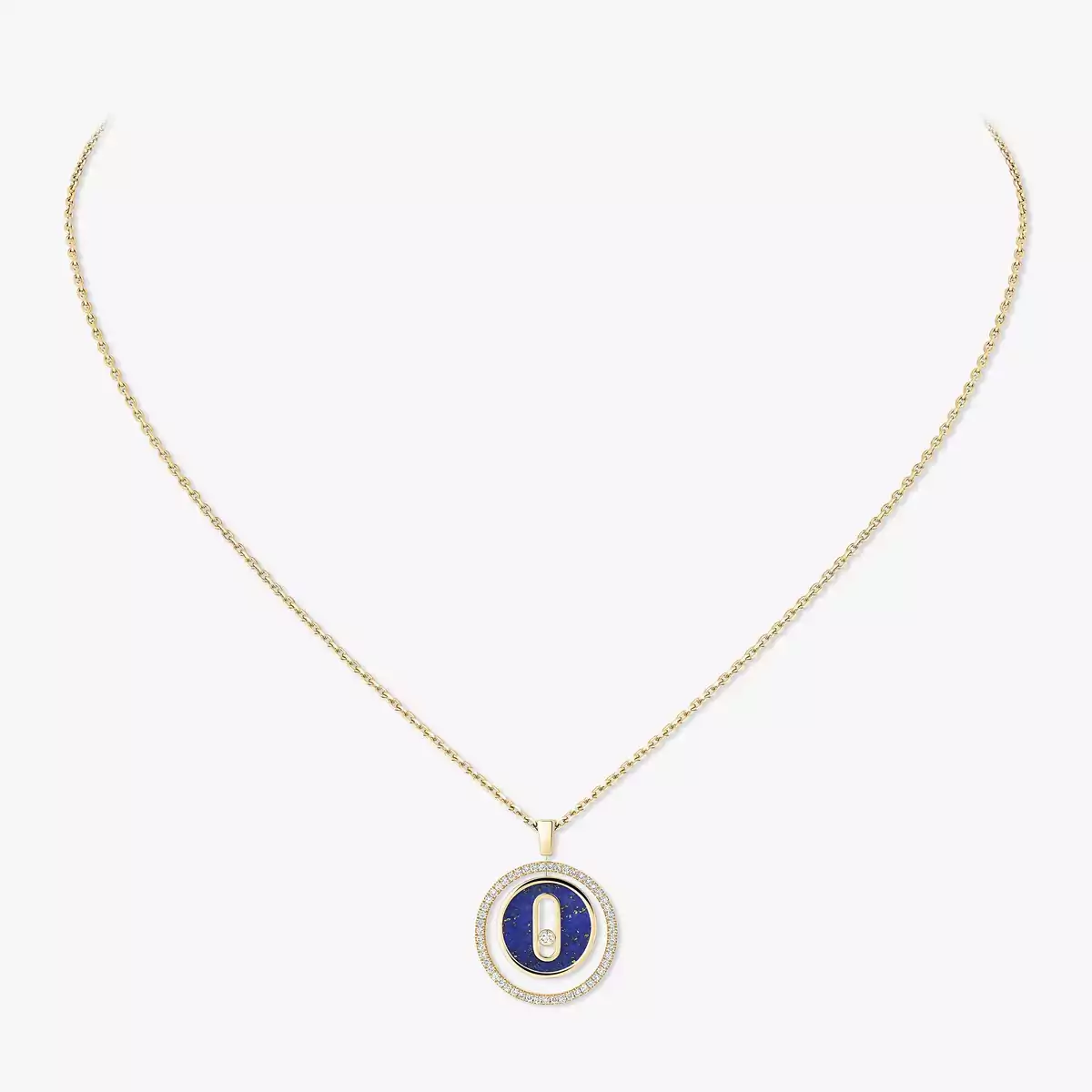 Lucky Move SM Lapis Lazuli Necklace -Yellow Gold Diamond Necklace