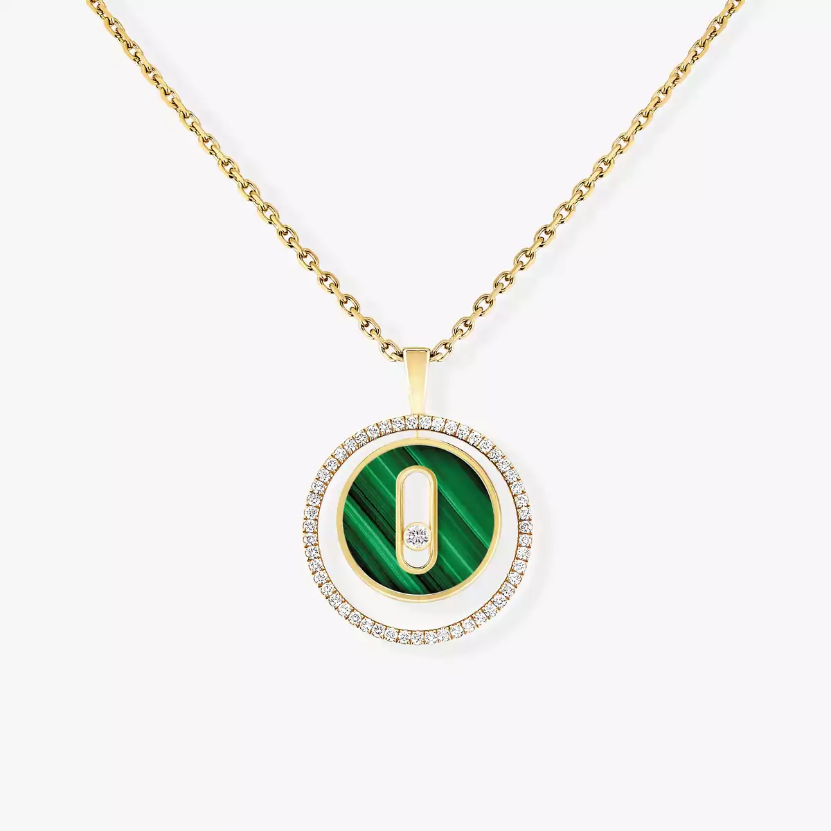 Lucky Move SM Malachite Necklace -Yellow Gold Diamond Necklace