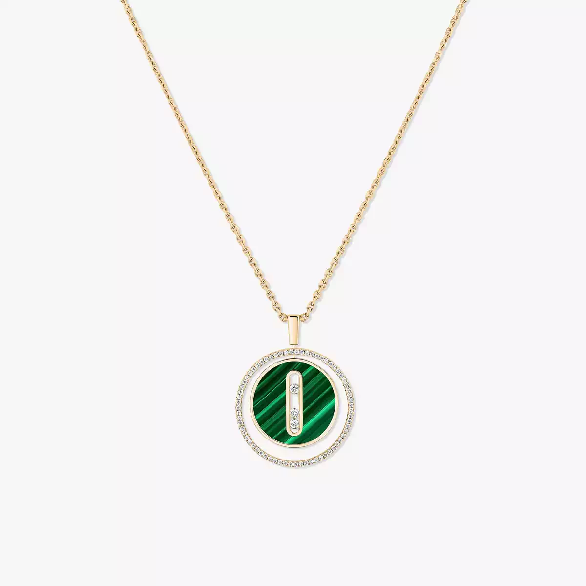 Malachite Lucky Move MM -Yellow Gold Diamond Necklace