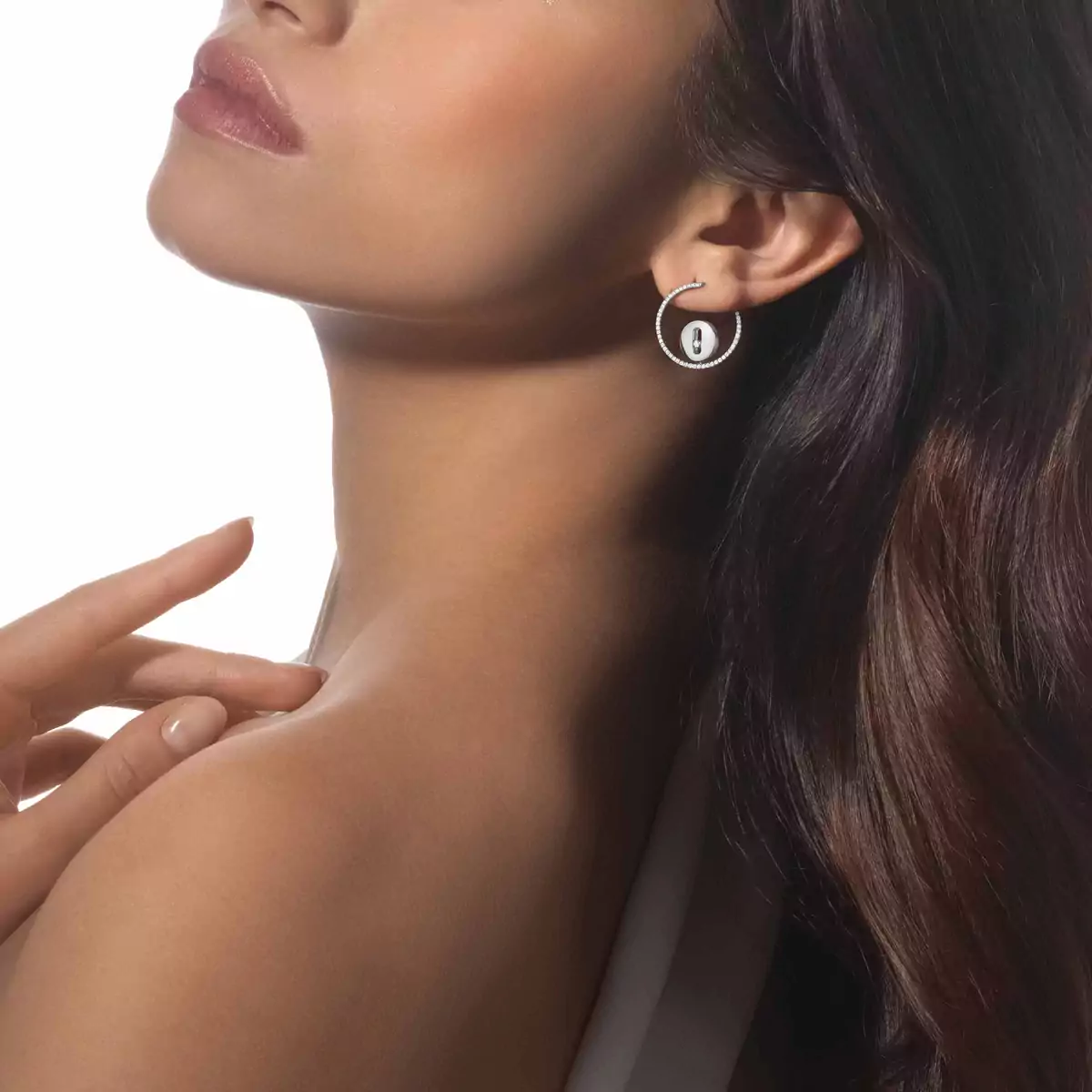 CrÃ©oles Lucky Move SM -White Gold Diamond Earrings