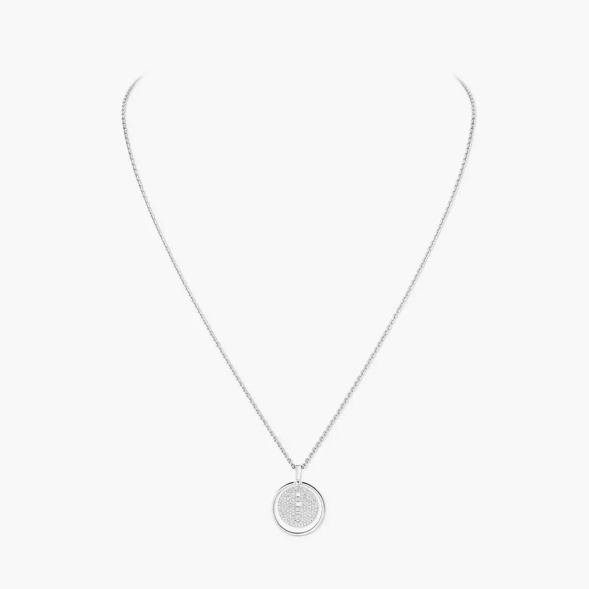 Lucky Move MM PavÃ© -White Gold Diamond Necklace