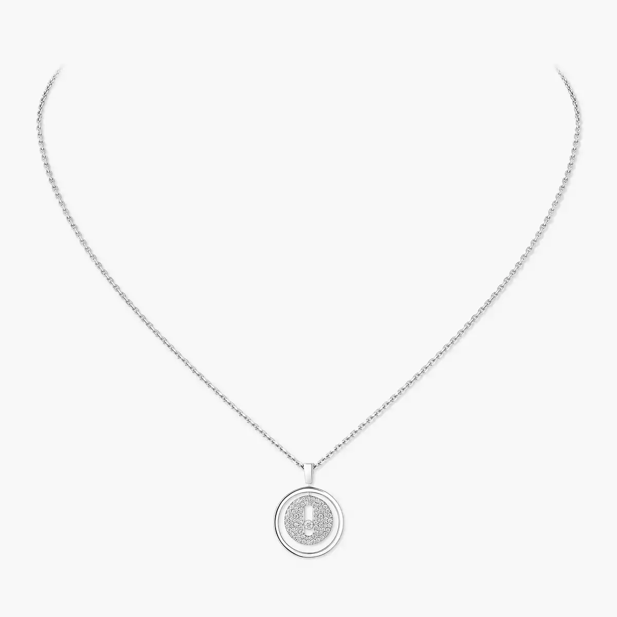 Lucky Move SM PavÃ© -White Gold Diamond Necklace