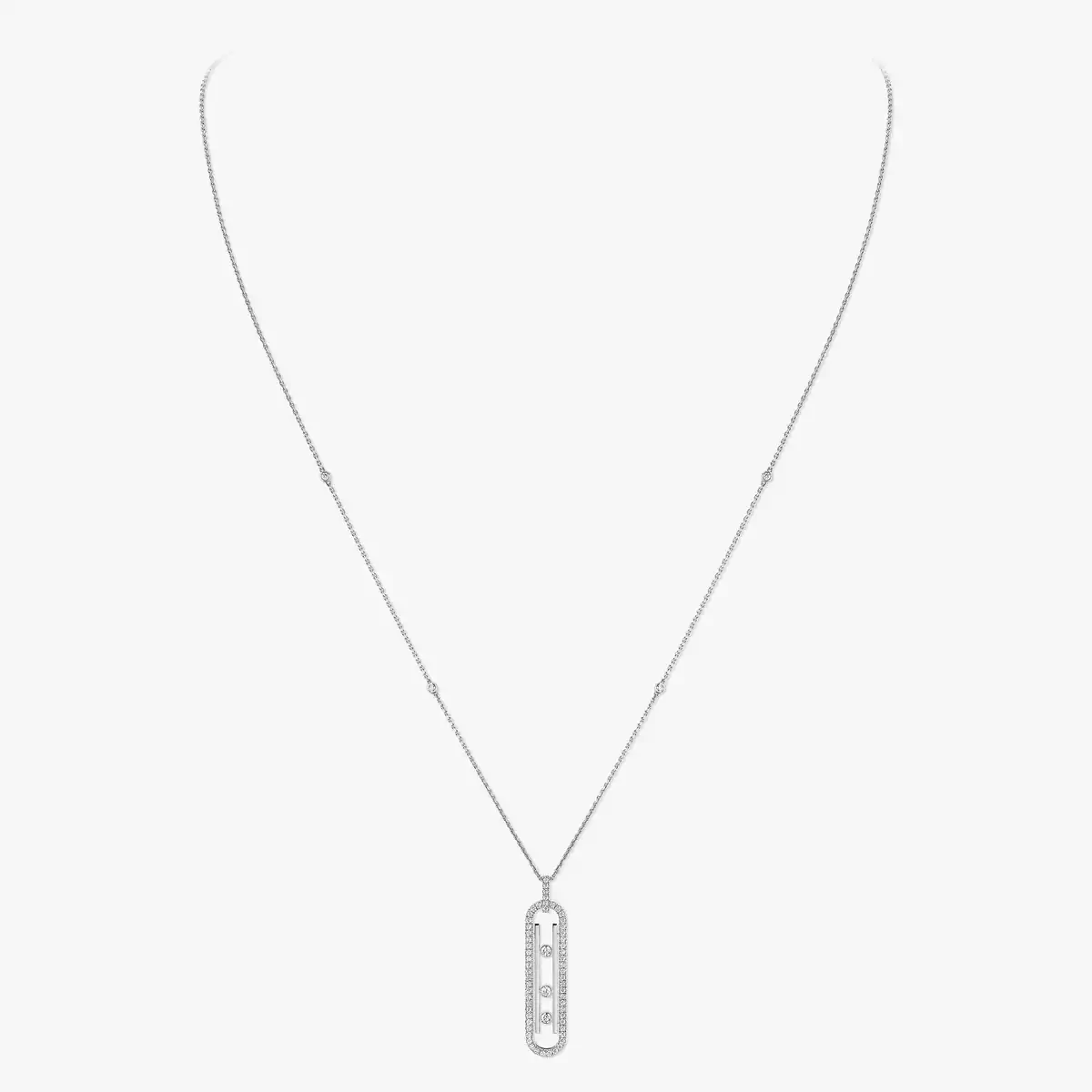 Move 10th SM Necklace -White Gold Diamond Necklace