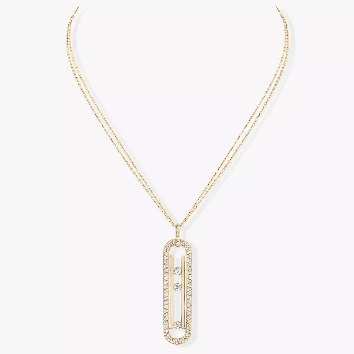 Move 10th anniversary Long Lenght Necklace -Yellow Gold Diamond Necklace