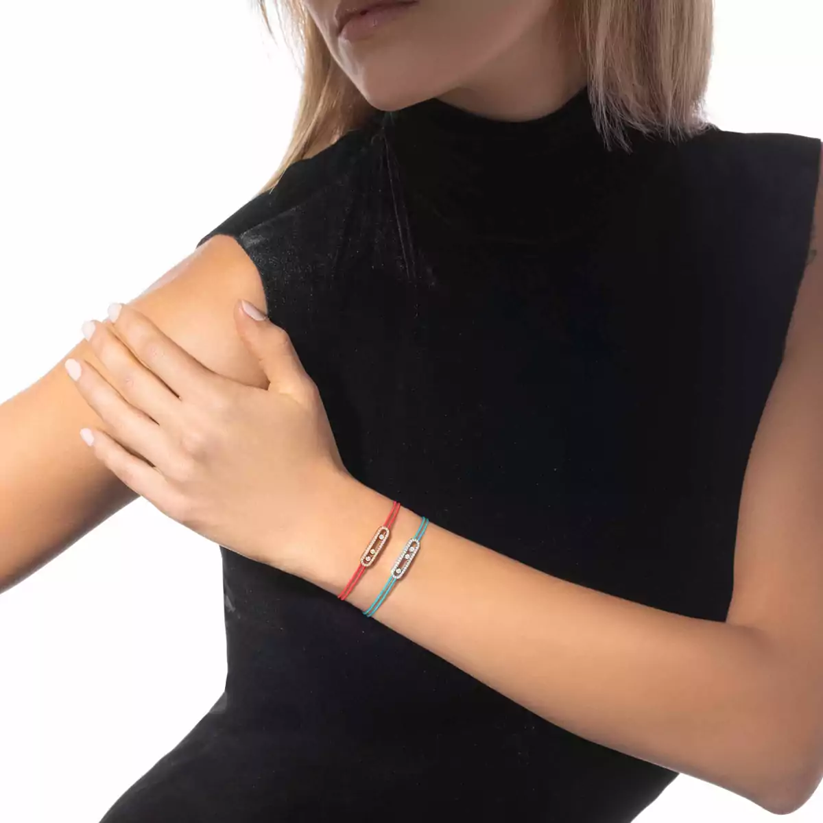 Messika CARE(S) Blue Cord Pavé Bracelet -White Gold Diamond Bracelet