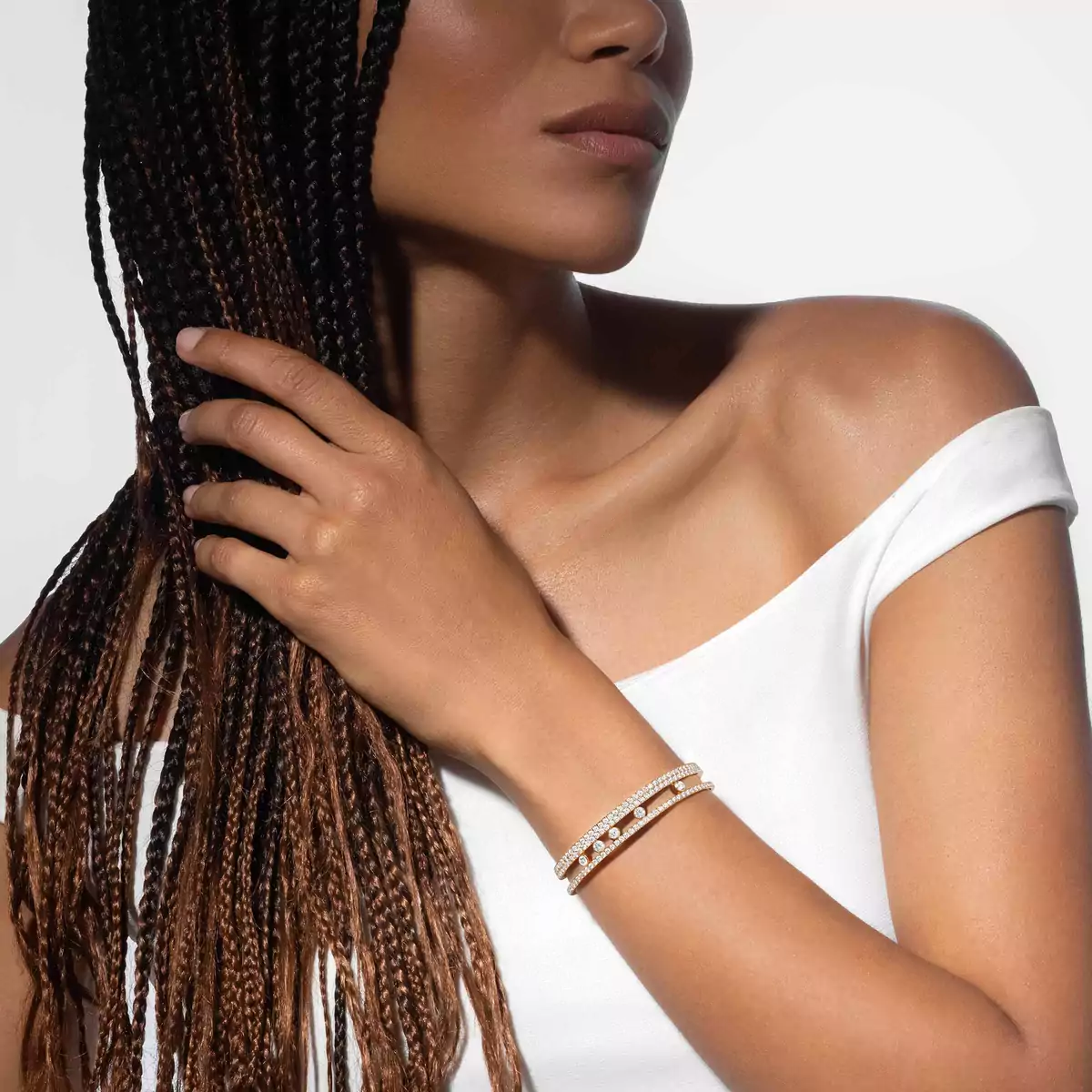 Move Romane Large PavÃ© Bangle -Yellow Gold Diamond Bracelet