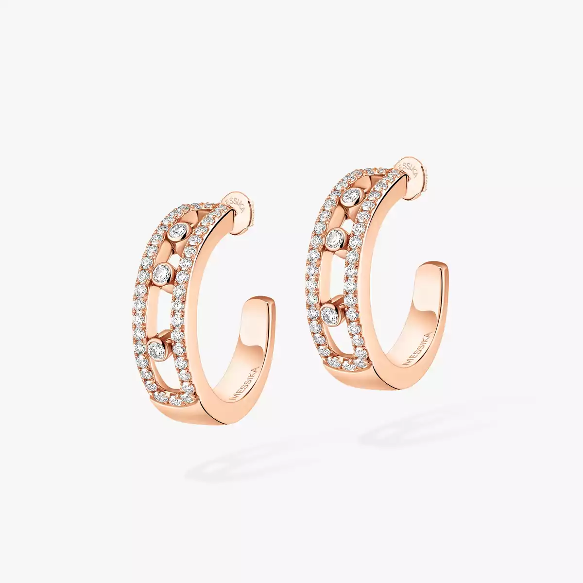 Move PavÃ© Hoop -Pink Gold Diamond Earrings