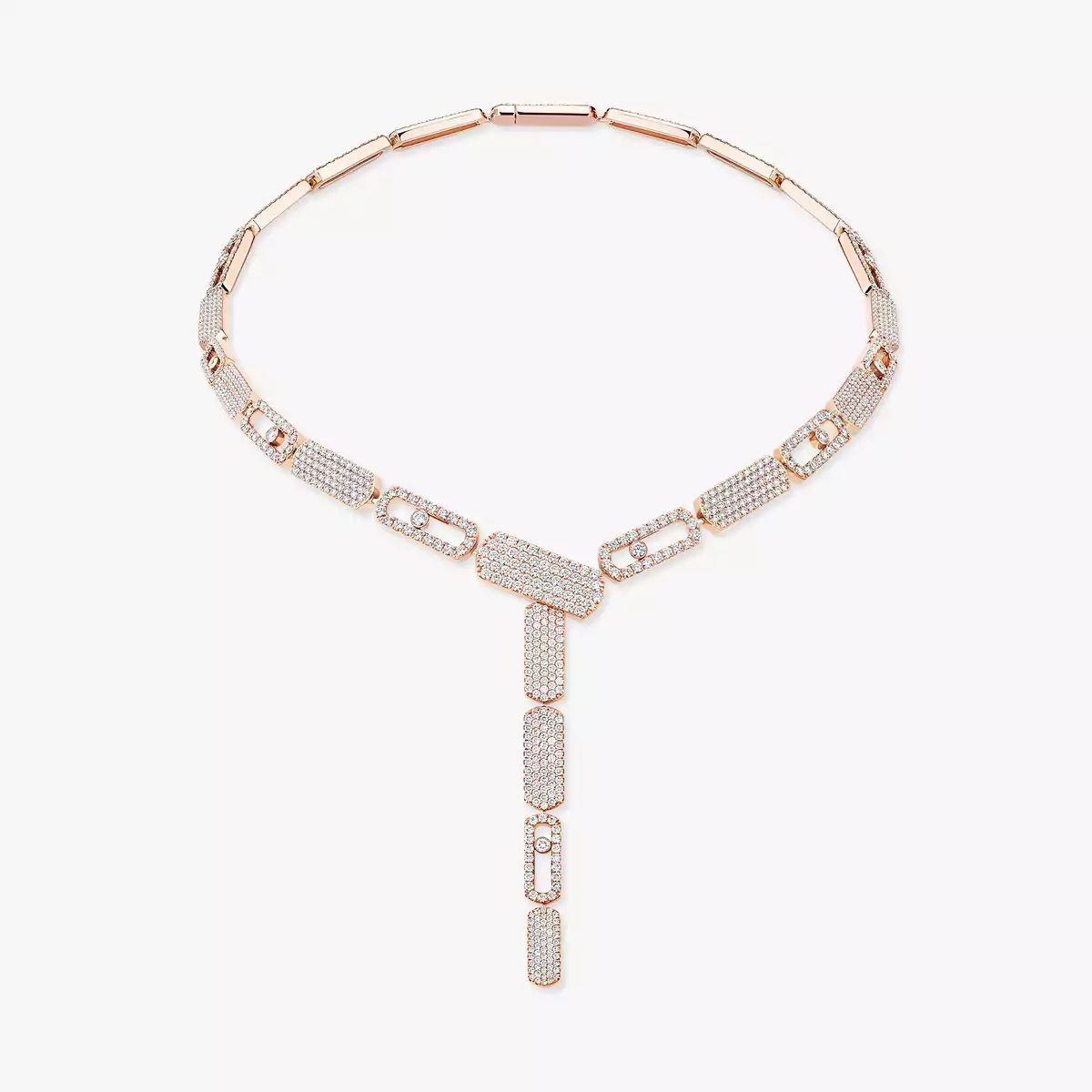 Imperial Move LM PavÃ© Tie Necklace -Pink Gold Diamond Necklace