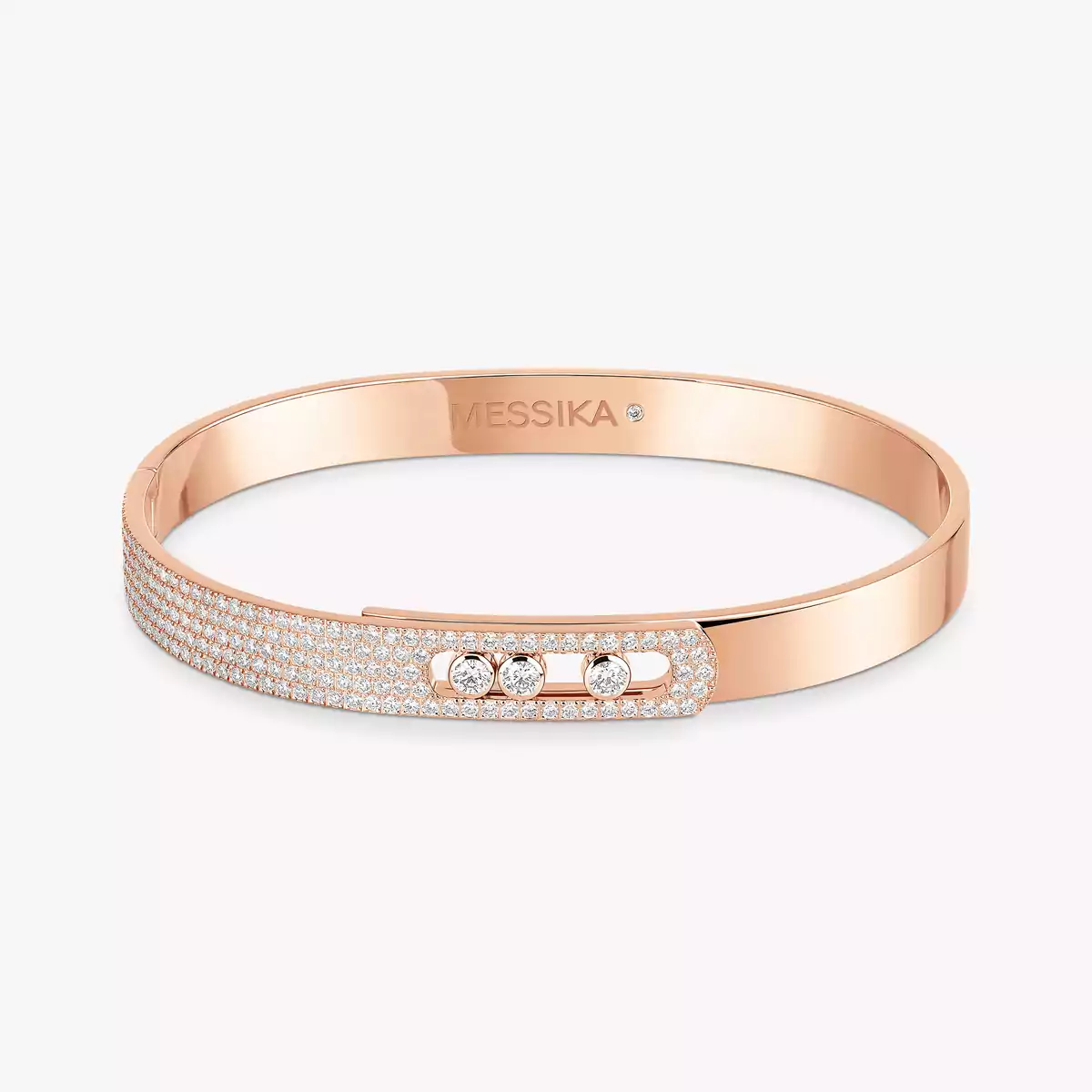 Move Noa Semi-PavÃ© Bangle Large Size -Pink Gold Diamond Bracelet