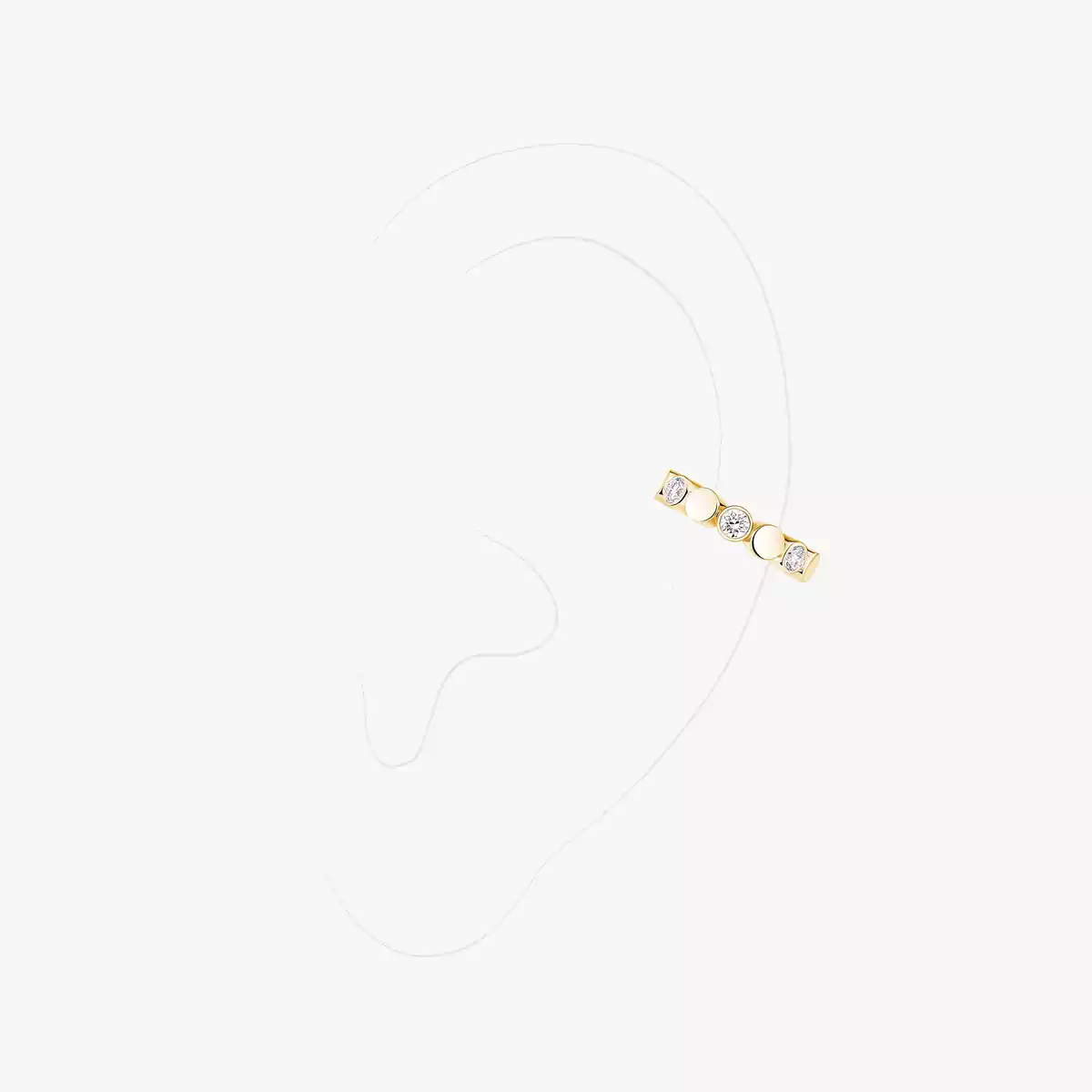 D-Vibes Mono Clip Earring -Yellow Gold Diamond Earrings