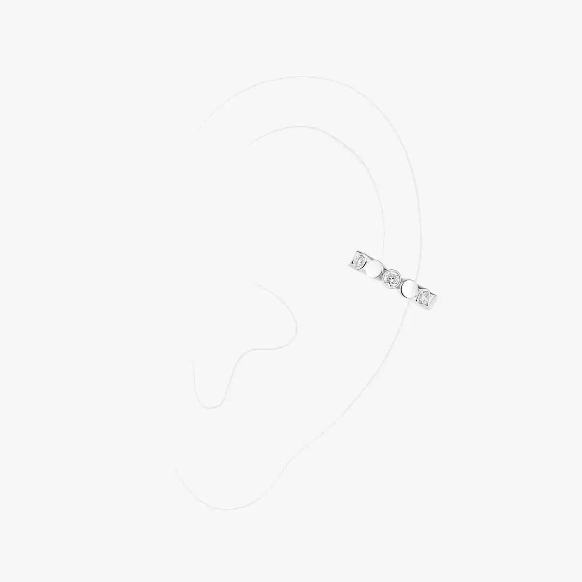 D-Vibes Mono Clip Earring -White Gold Diamond Earrings
