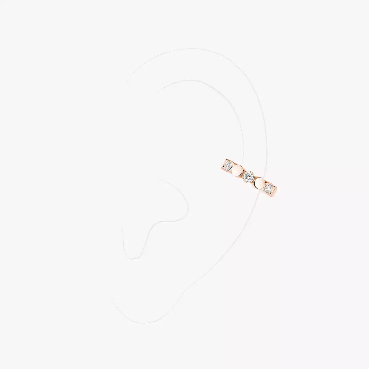 D-Vibes Mono Clip Earring -Pink Gold Diamond Earrings