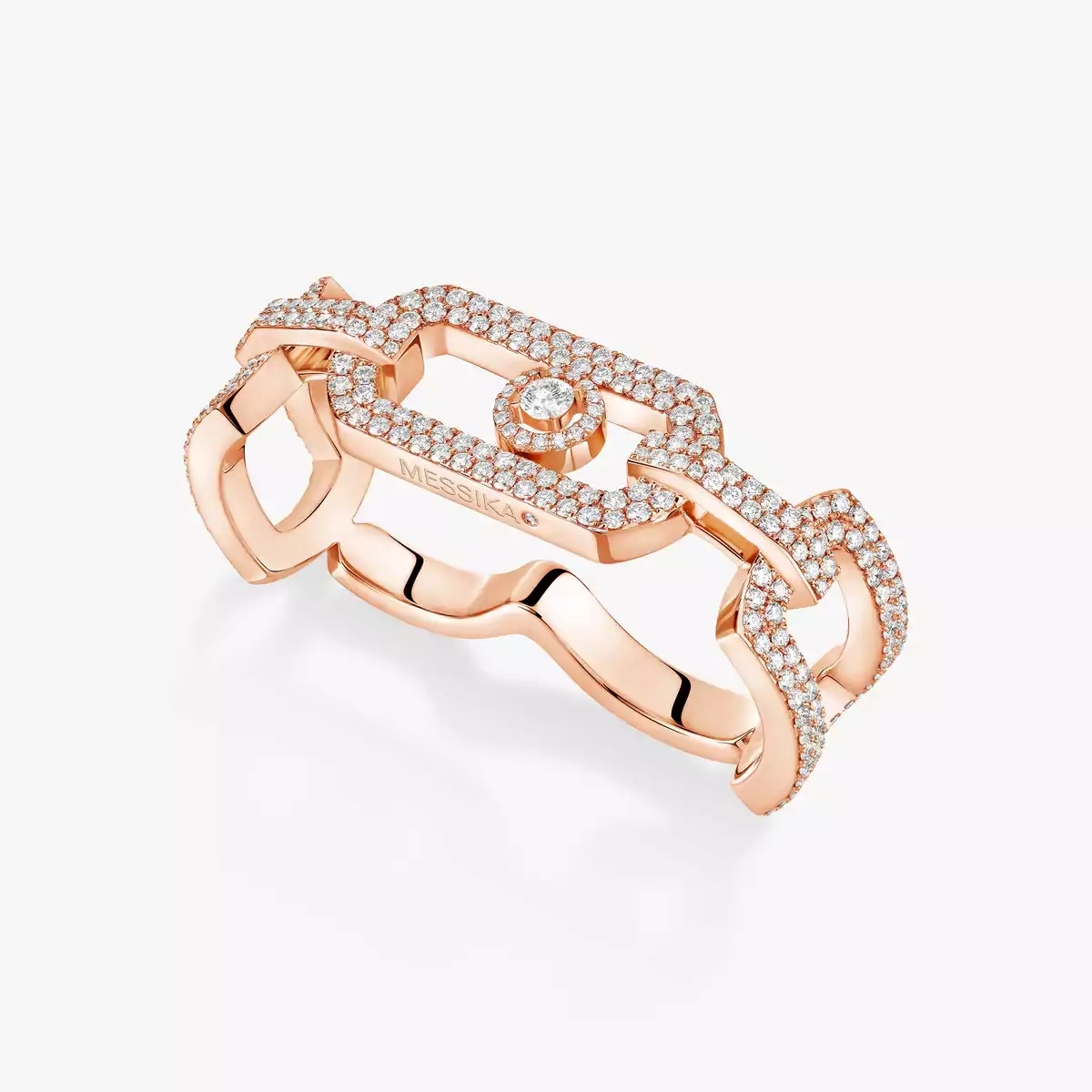 So Move 2 Finger Diamond PavÃ© Ring -Pink Gold Diamond Ring