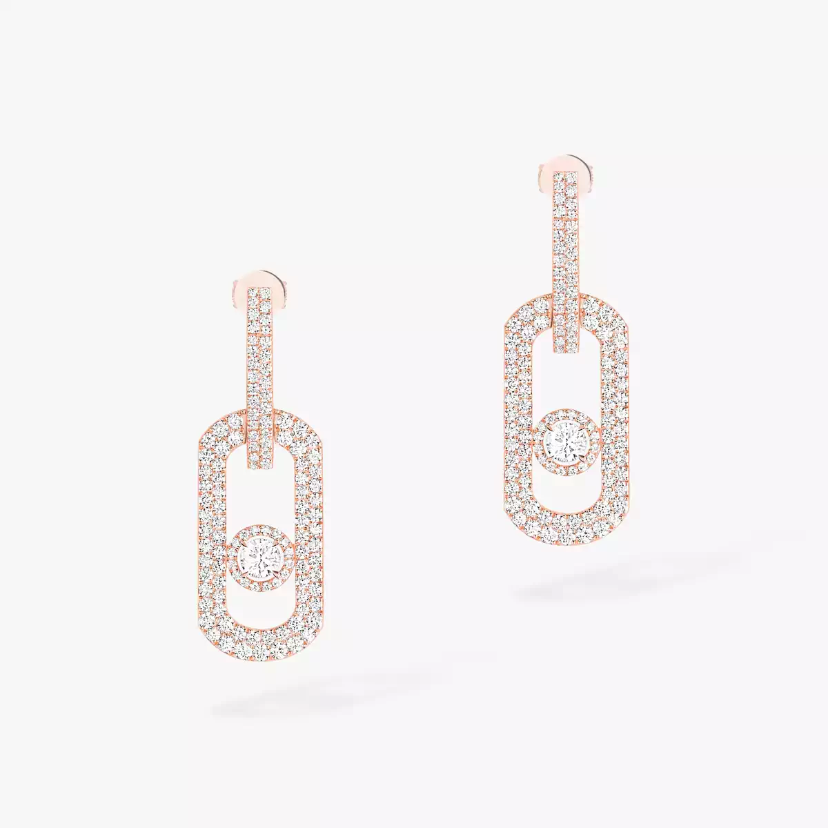 So Move XL Diamond PavÃ© Pendant Earrings -Pink Gold Diamond Earrings