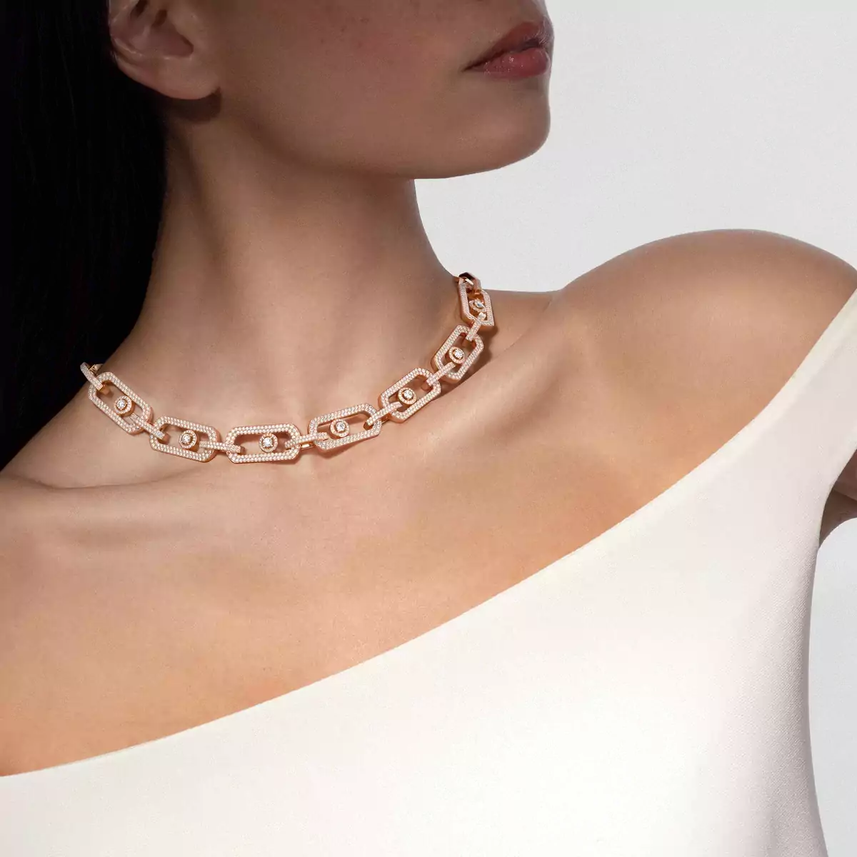 So Move XL Pavé -Pink Gold Diamond Necklace