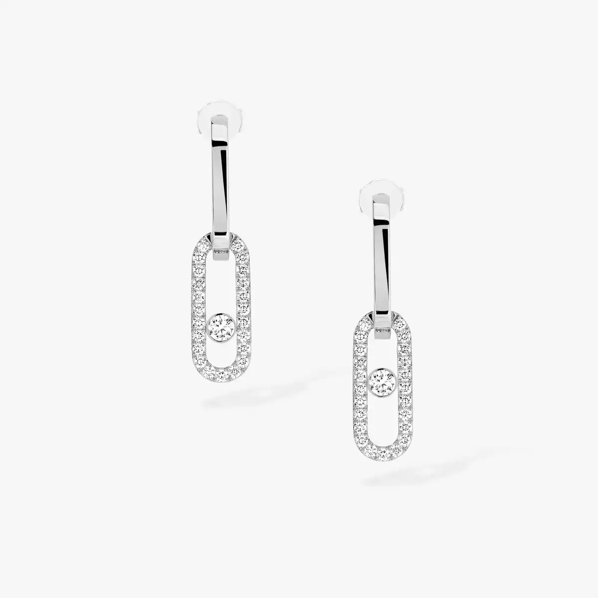Move Link -White Gold Diamond Earrings