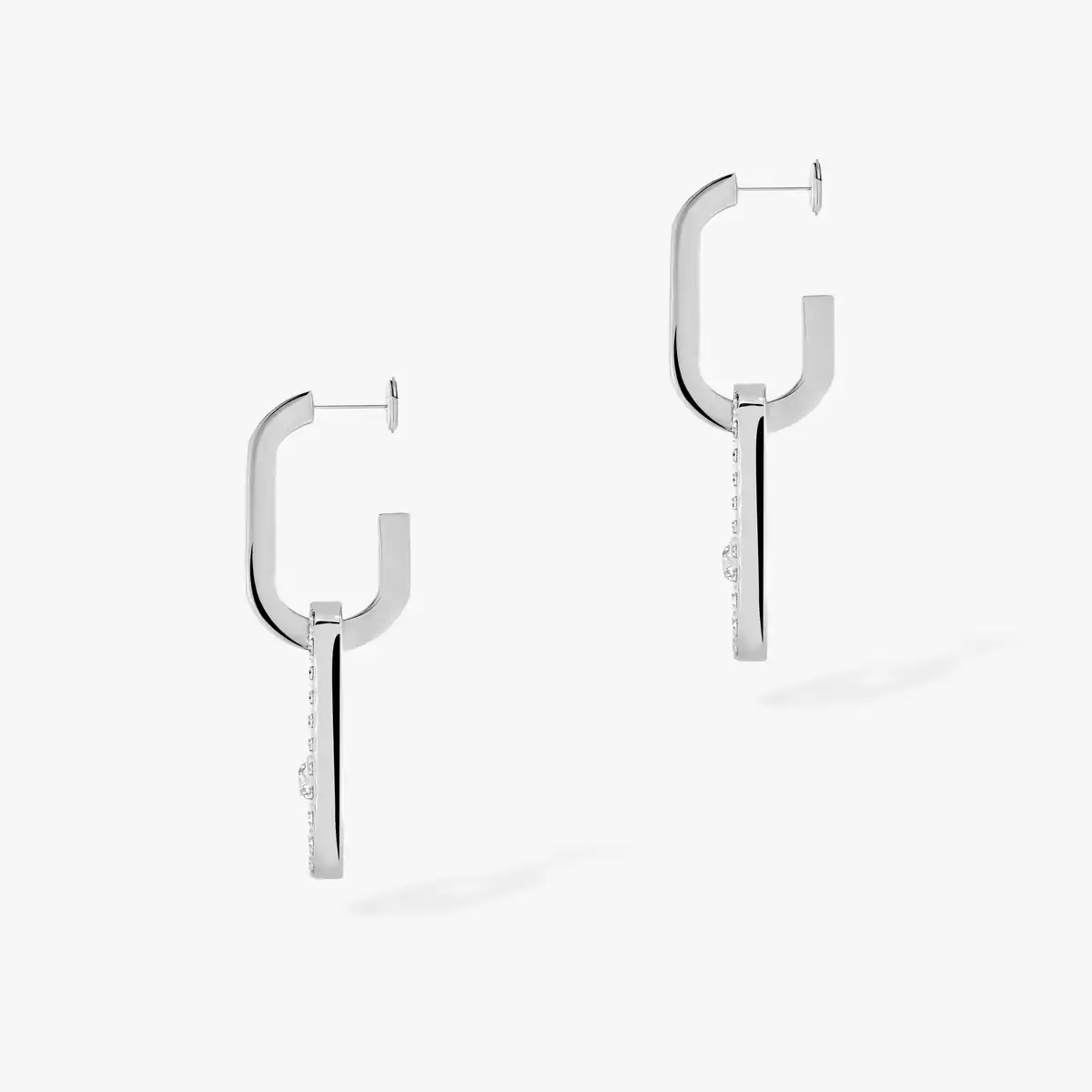 Move Link -White Gold Diamond Earrings