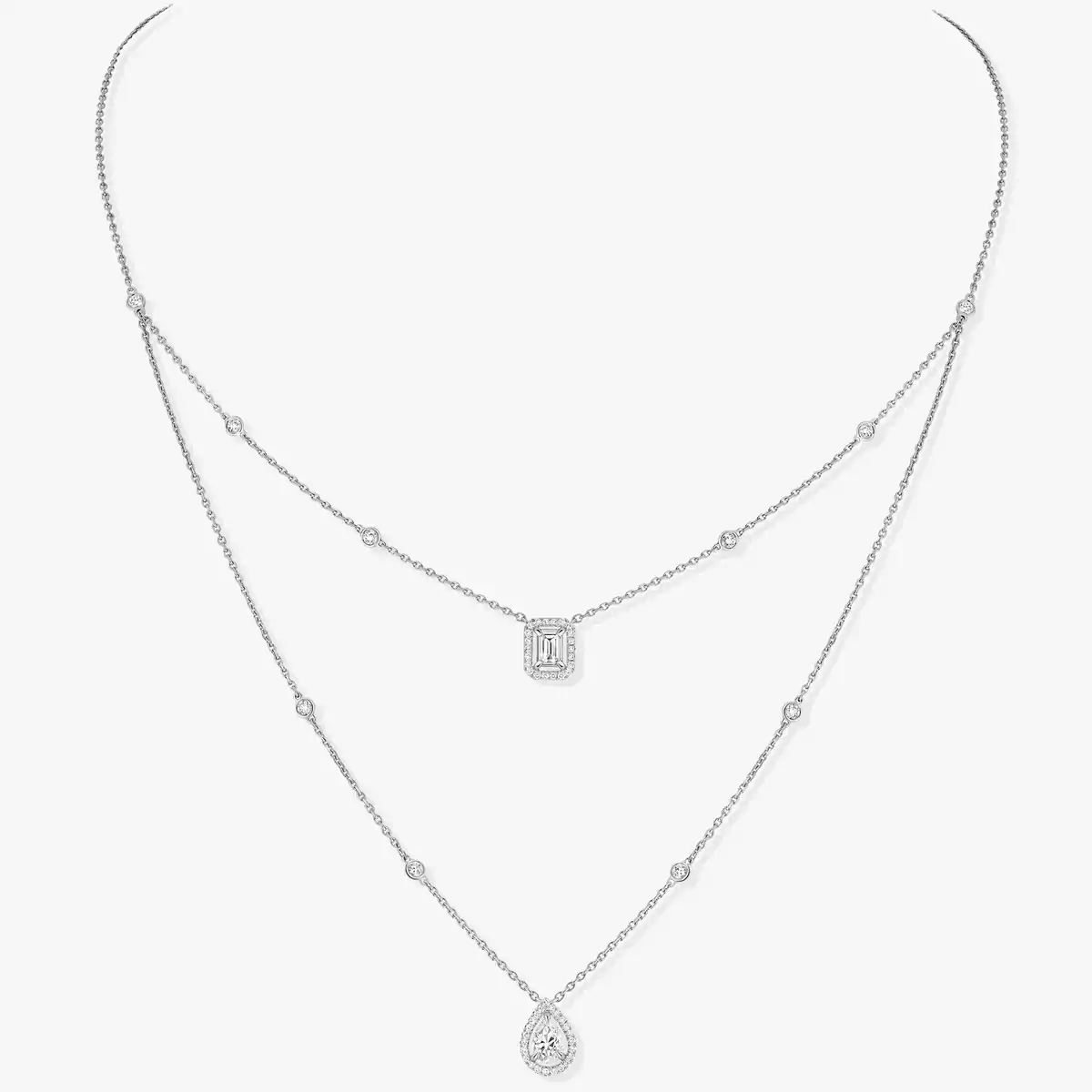 My Twin 2-Row 0.40 ct x 2 -White Gold Diamond Necklace