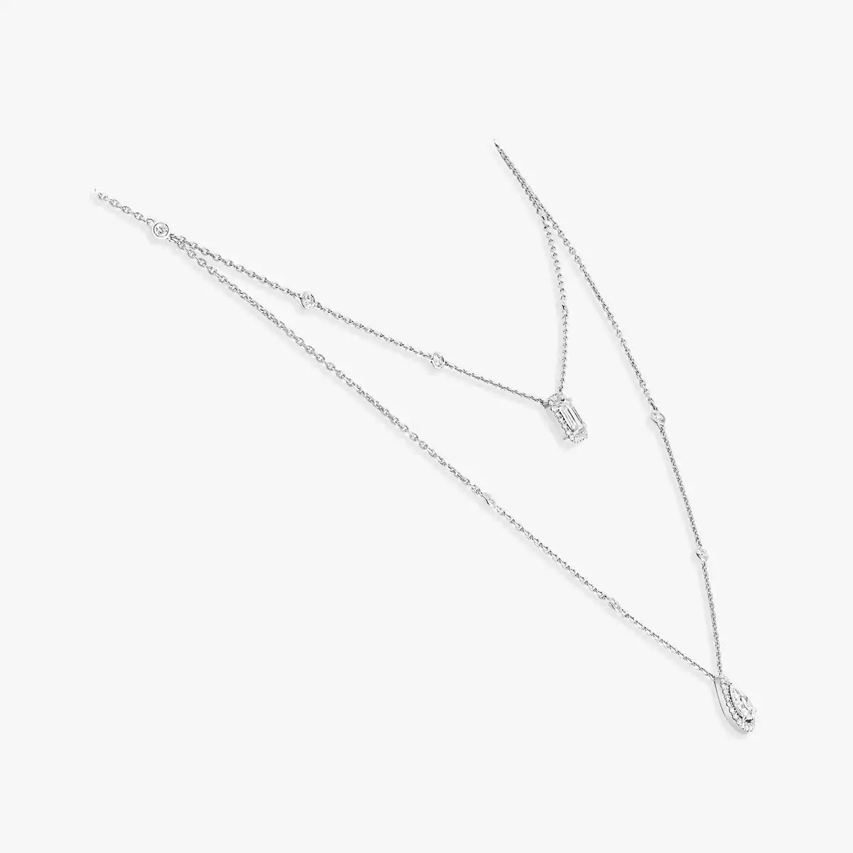 My Twin 2-Row 0.40 ct x 2 -White Gold Diamond Necklace