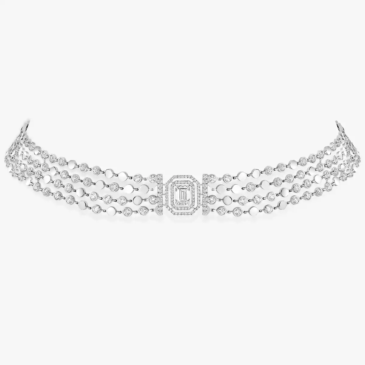 D-Vibes Multi-Row Necklace -White Gold Diamond Necklace