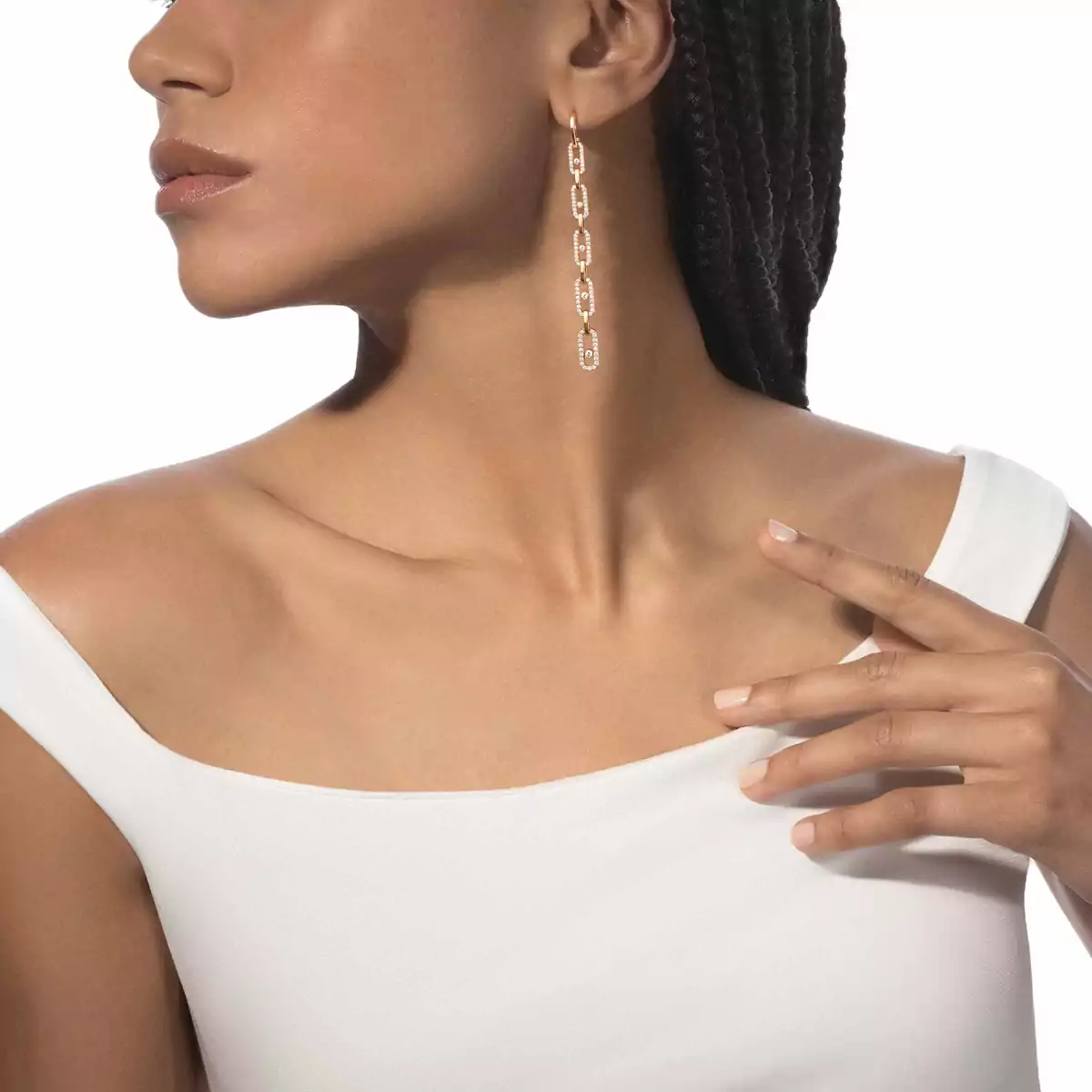 Move Link Multi Pendant Earrings -Yellow Gold Diamond Earrings