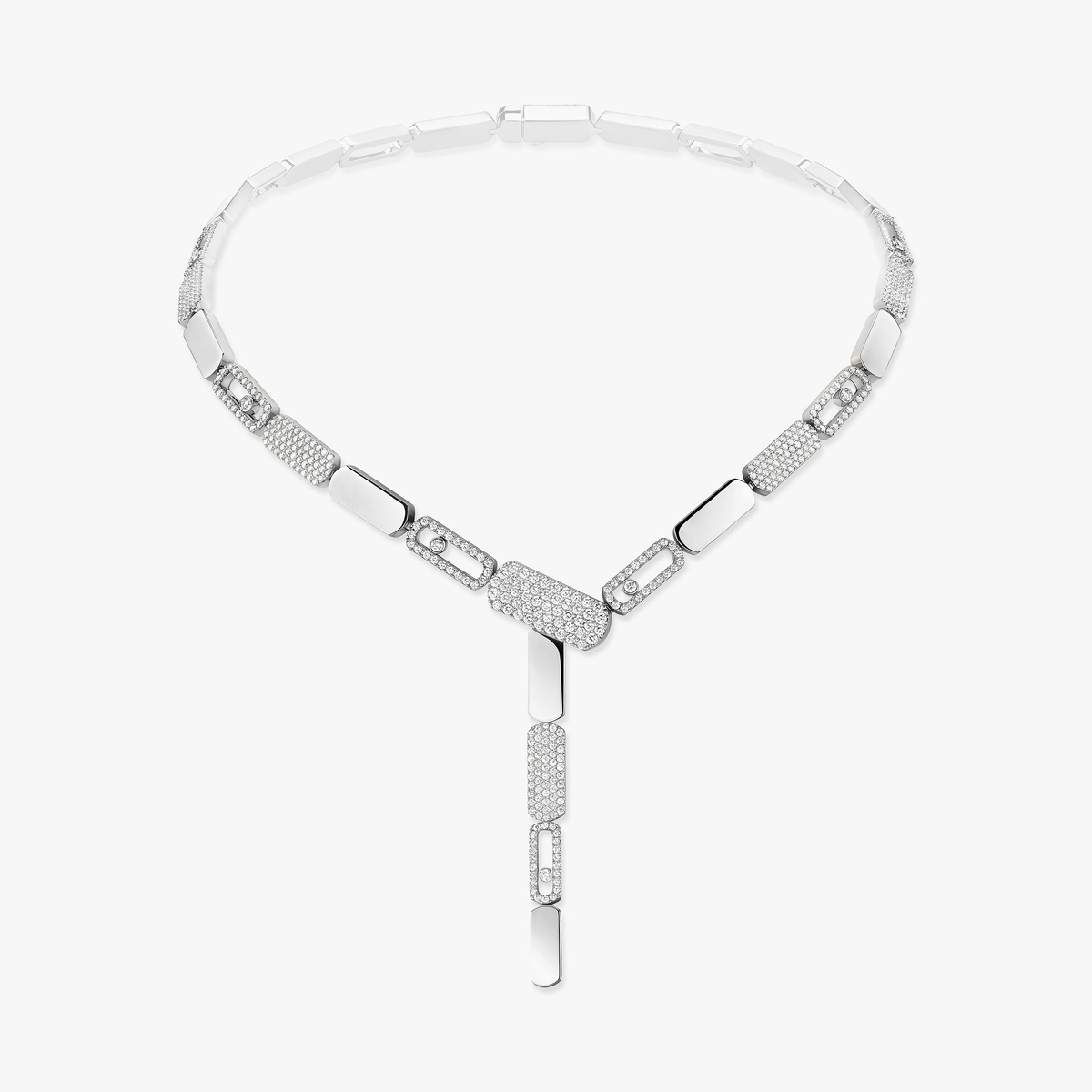 Imperial Move LM Tie Necklace -White Gold Diamond Necklace