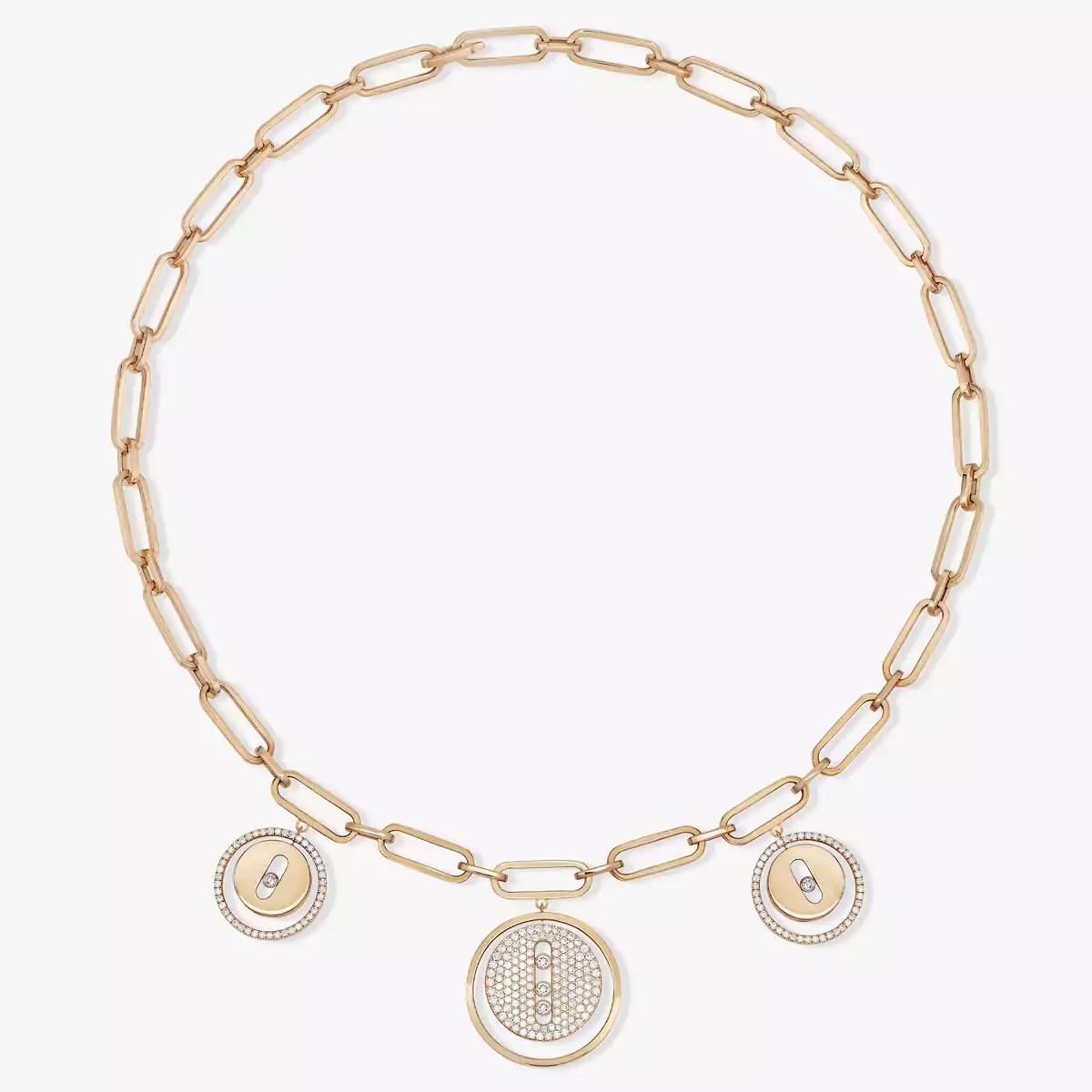 Lucky Move Charms Choker -Pink Gold Diamond Necklace