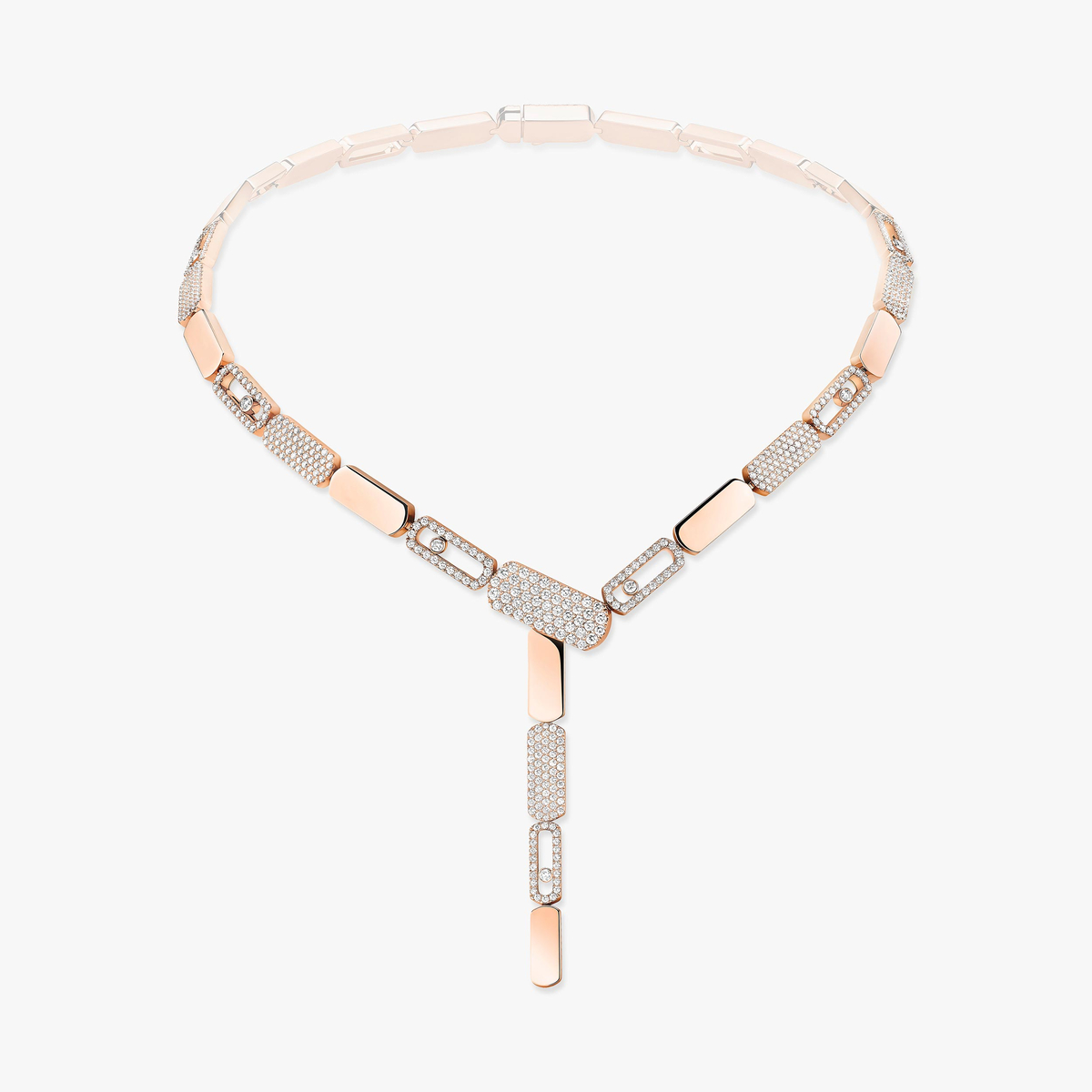 Imperial Move LM Tie Necklace -Pink Gold Diamond Necklace