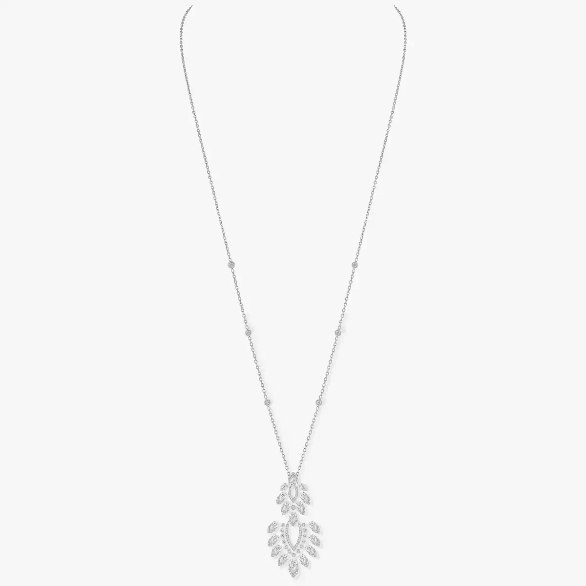 Desert Bloom Long Necklace -White Gold Diamond Necklace