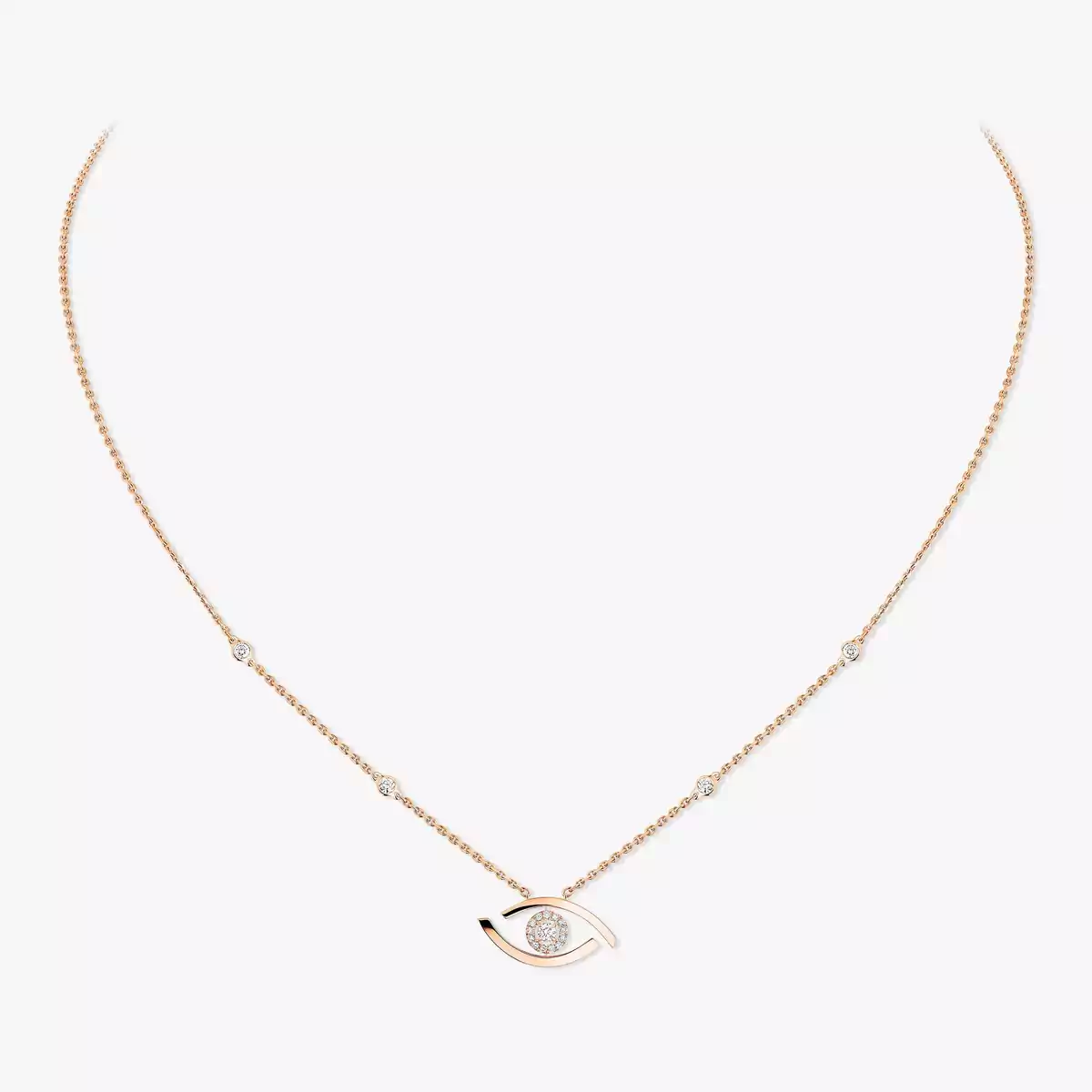 Lucky Eye -Pink Gold Diamond Necklace