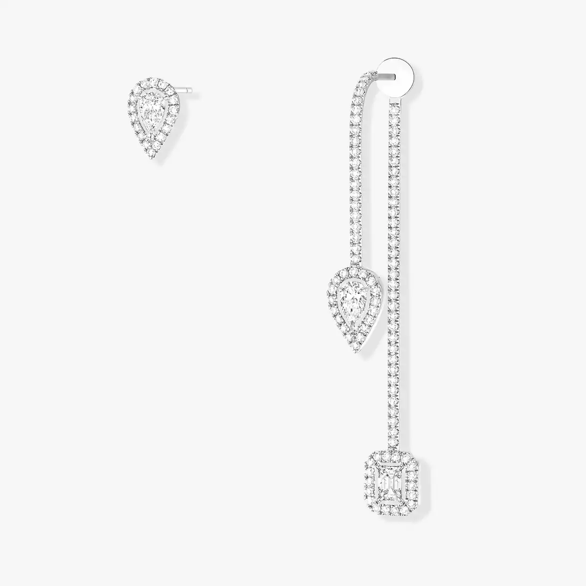 My Twin Hook and Stud 3x0.10ct -White Gold Diamond Earrings