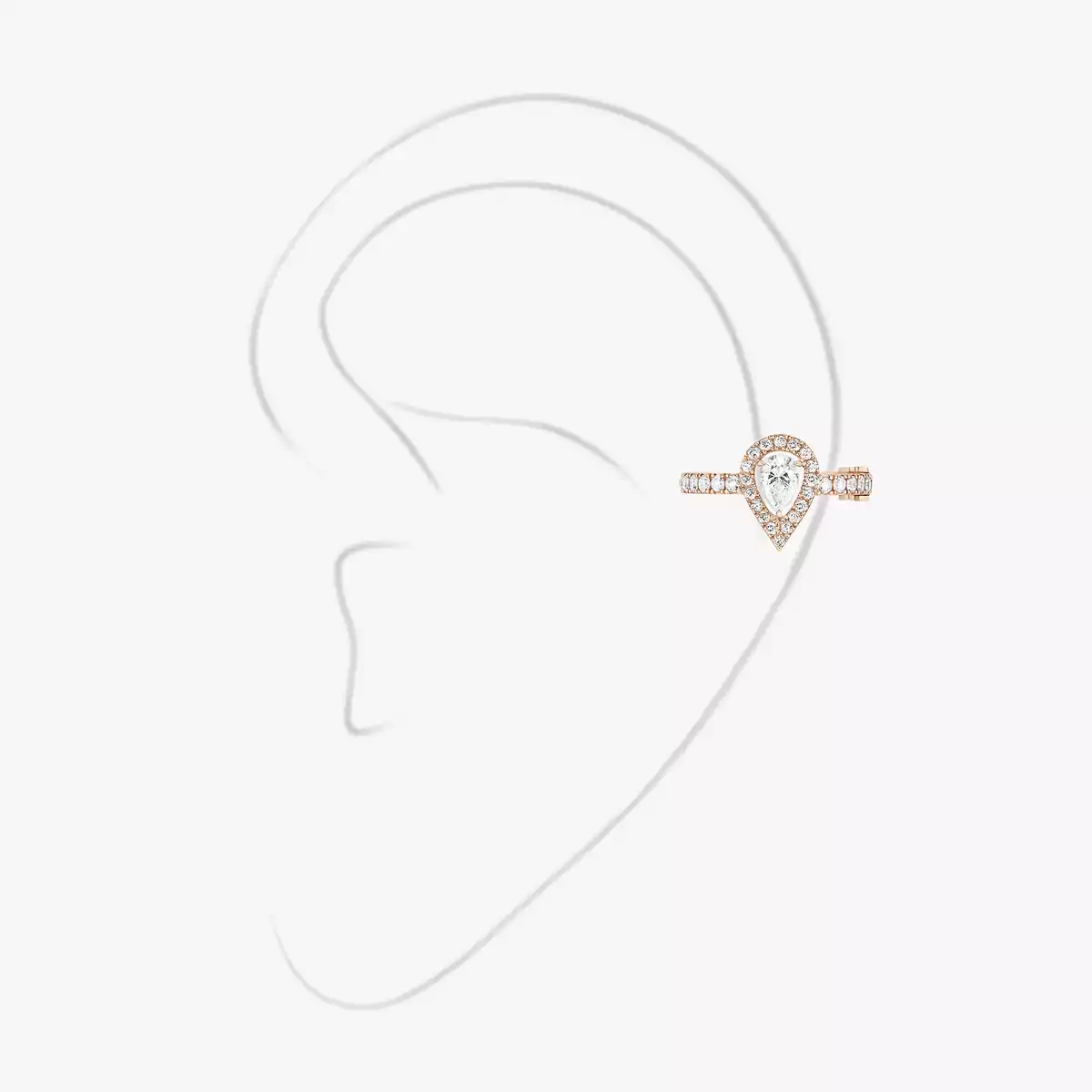 My Twin Mono Earring Middle Pear Diamond 0.10ct -Pink Gold Diamond Earrings