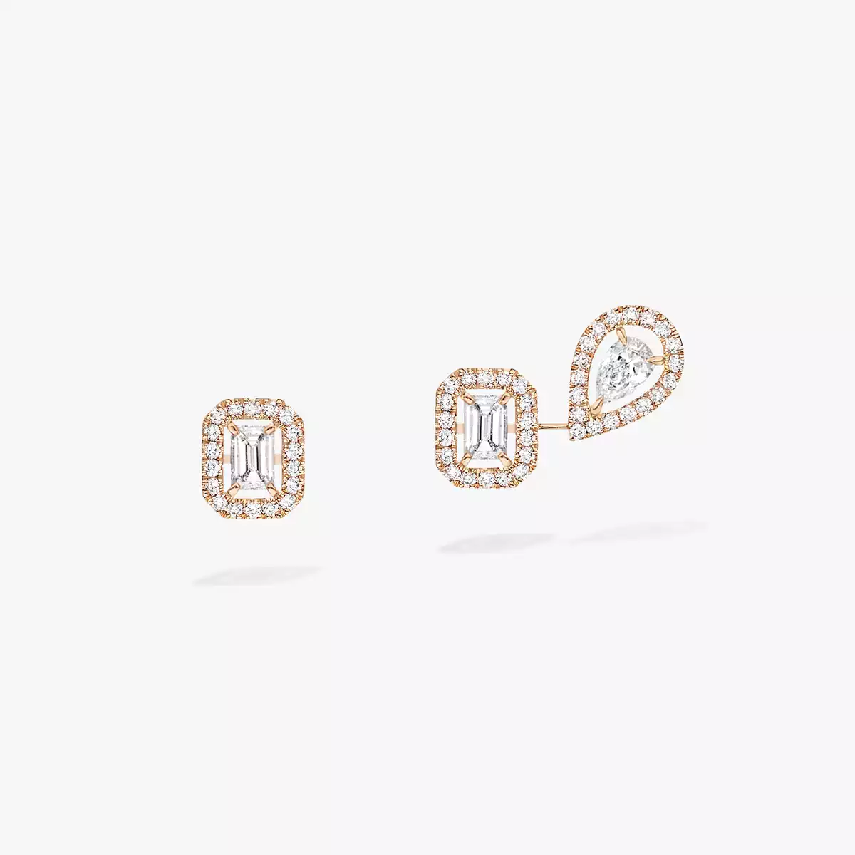 My Twin 1+2 0.10ct x3 -Pink Gold Diamond Earrings