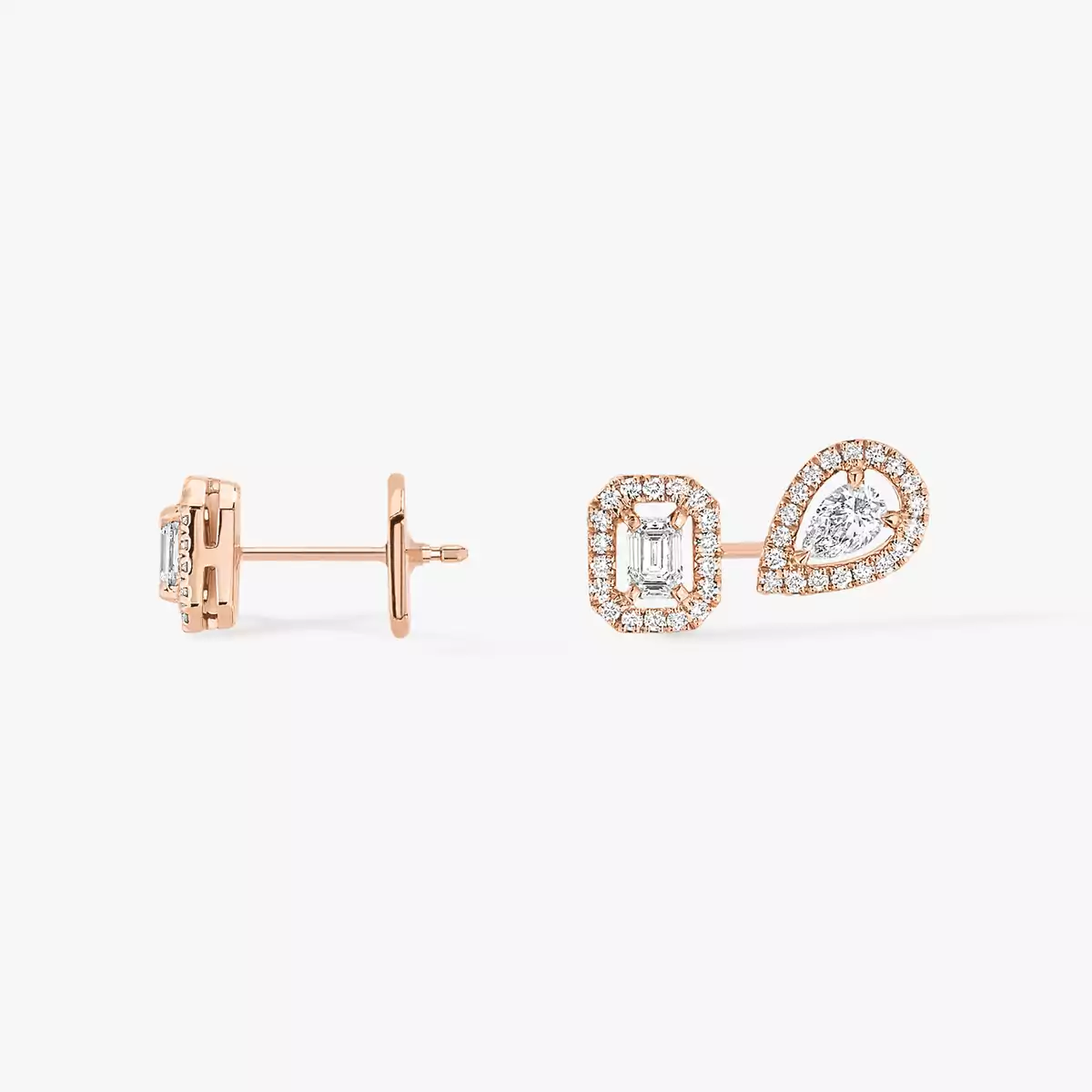 My Twin 1+2 0.10ct x3 -Pink Gold Diamond Earrings