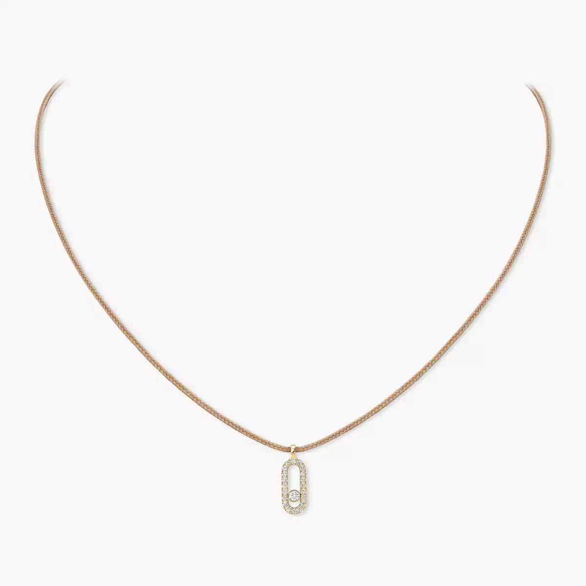 Messika CARE(S) Beige Cord PavÃ© Necklace -Yellow Gold Diamond Necklace