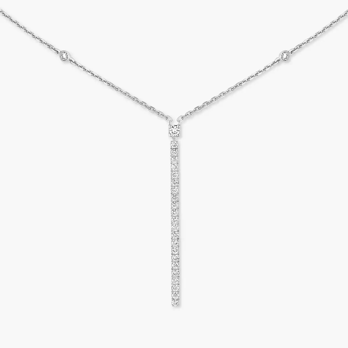 Gatsby Vertical Bar -White Gold Diamond Necklace