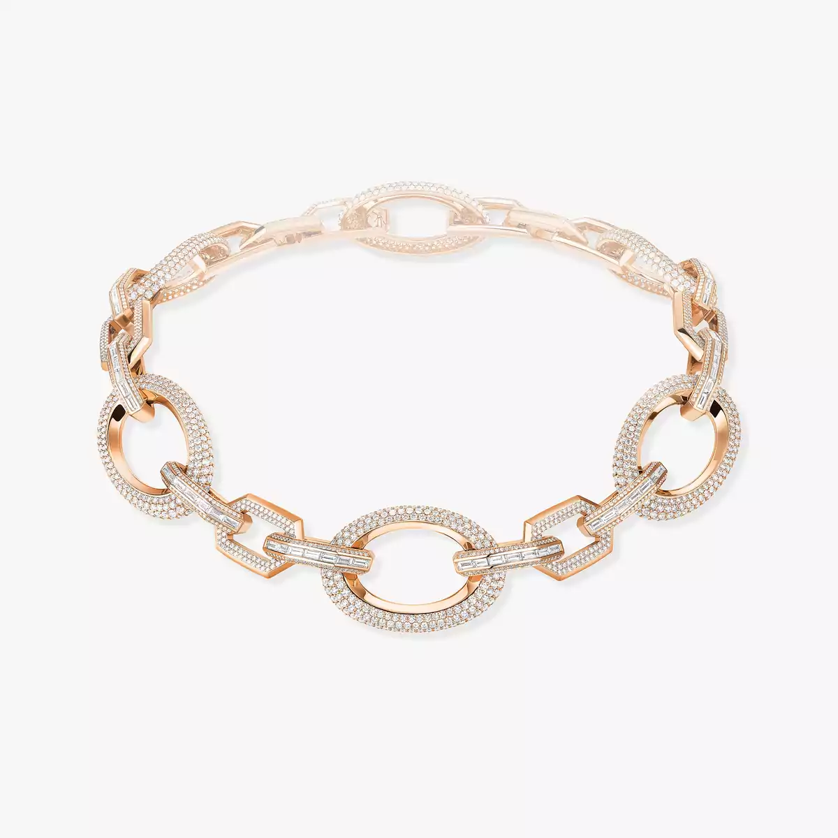 Groove Choker -Pink Gold Diamond Necklace