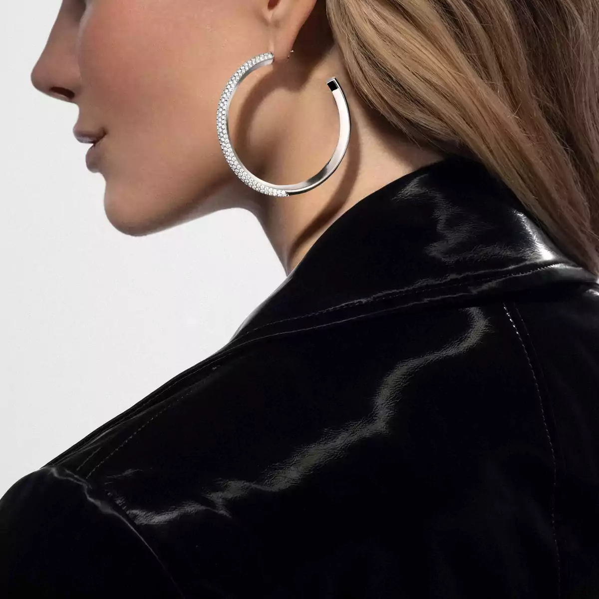 Divine Enigma LM hoop earrings -White Gold Diamond Earrings