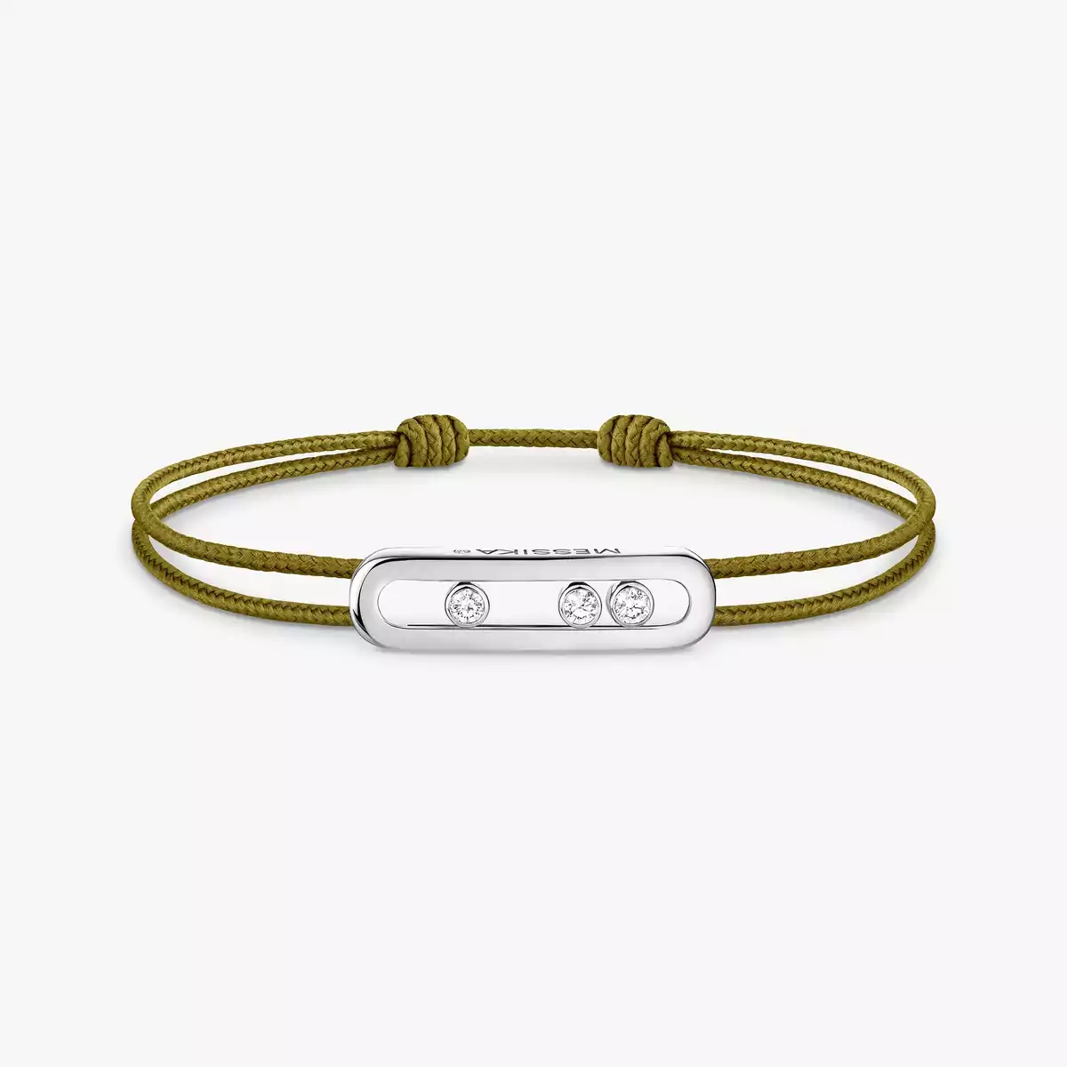 Messika CARE(S) Khaki Cord Bracelet -White Gold Diamond Bracelet